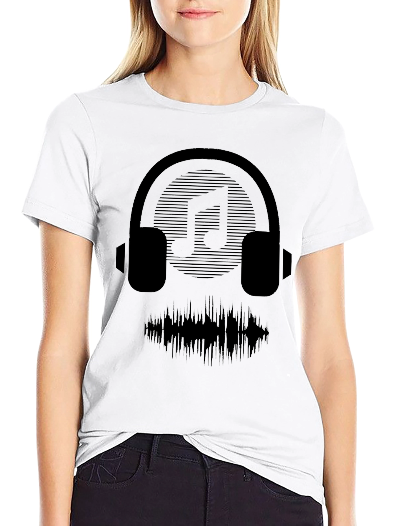 Headphones Music Graphic Black T-Shirt