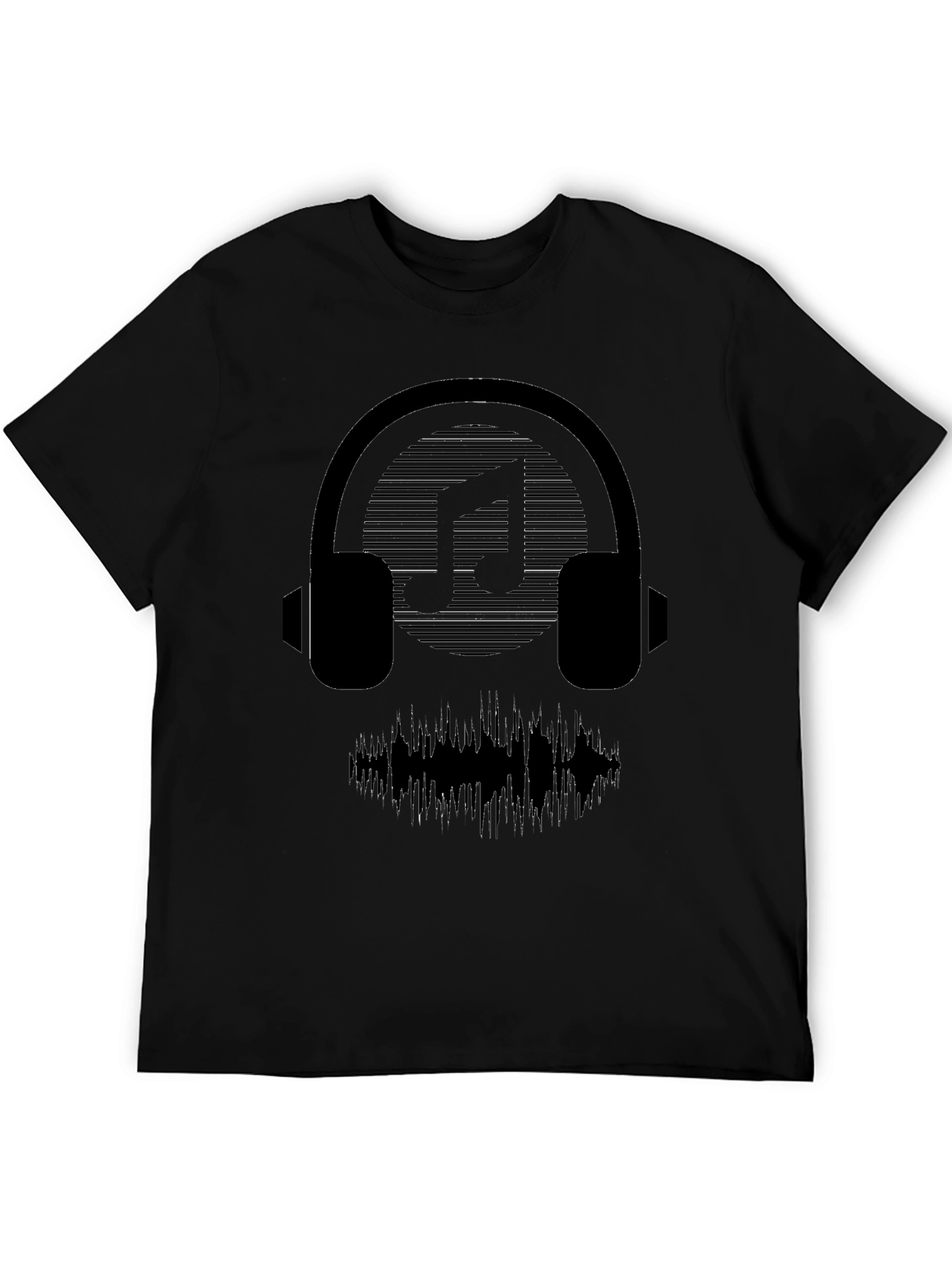 Headphones Music Graphic Black T-Shirt