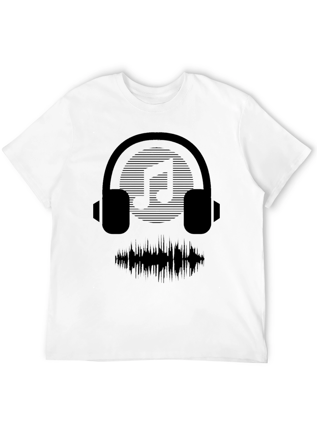Headphones Music Graphic Black T-Shirt
