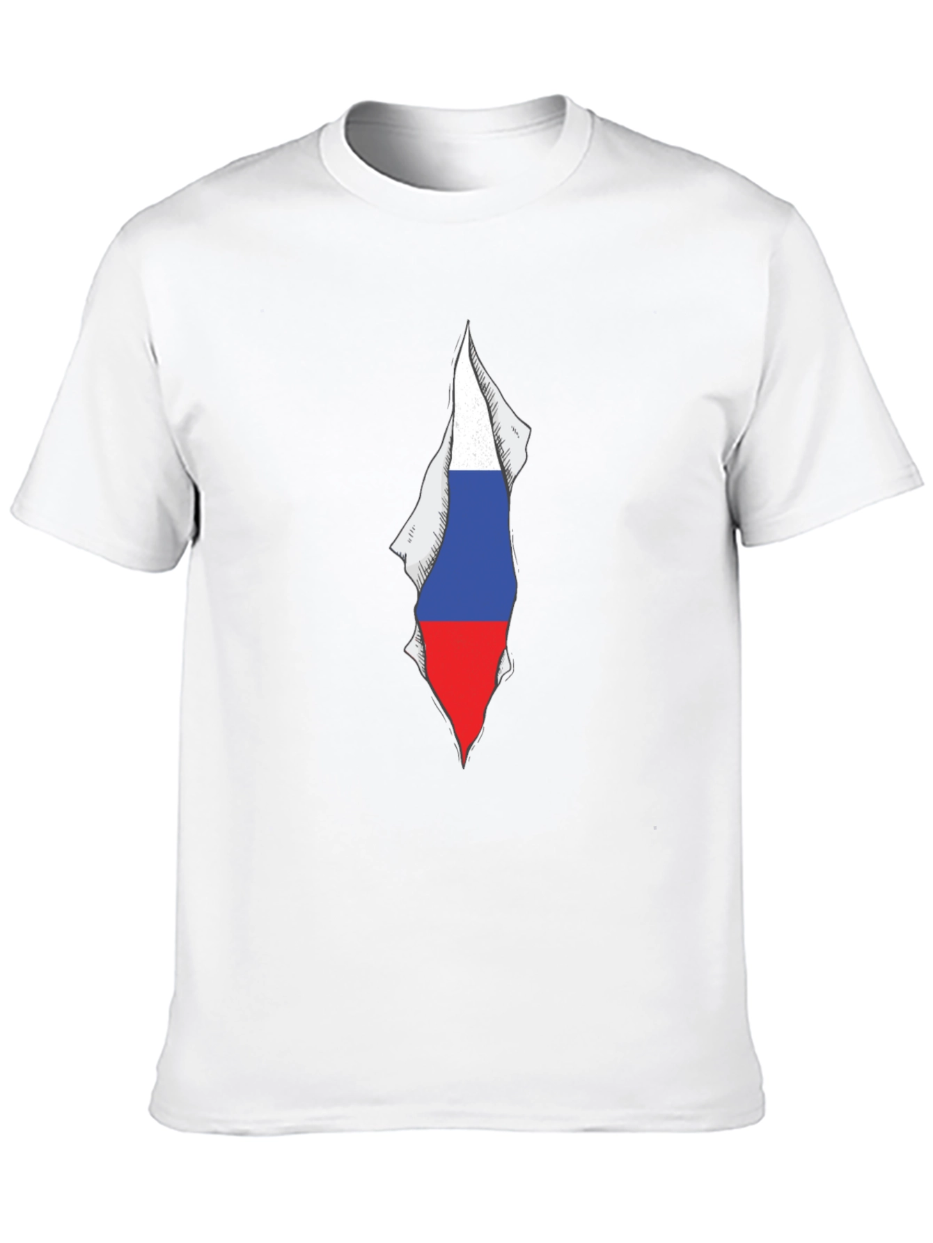 Mens Black Tee with Russia Flag Graphic