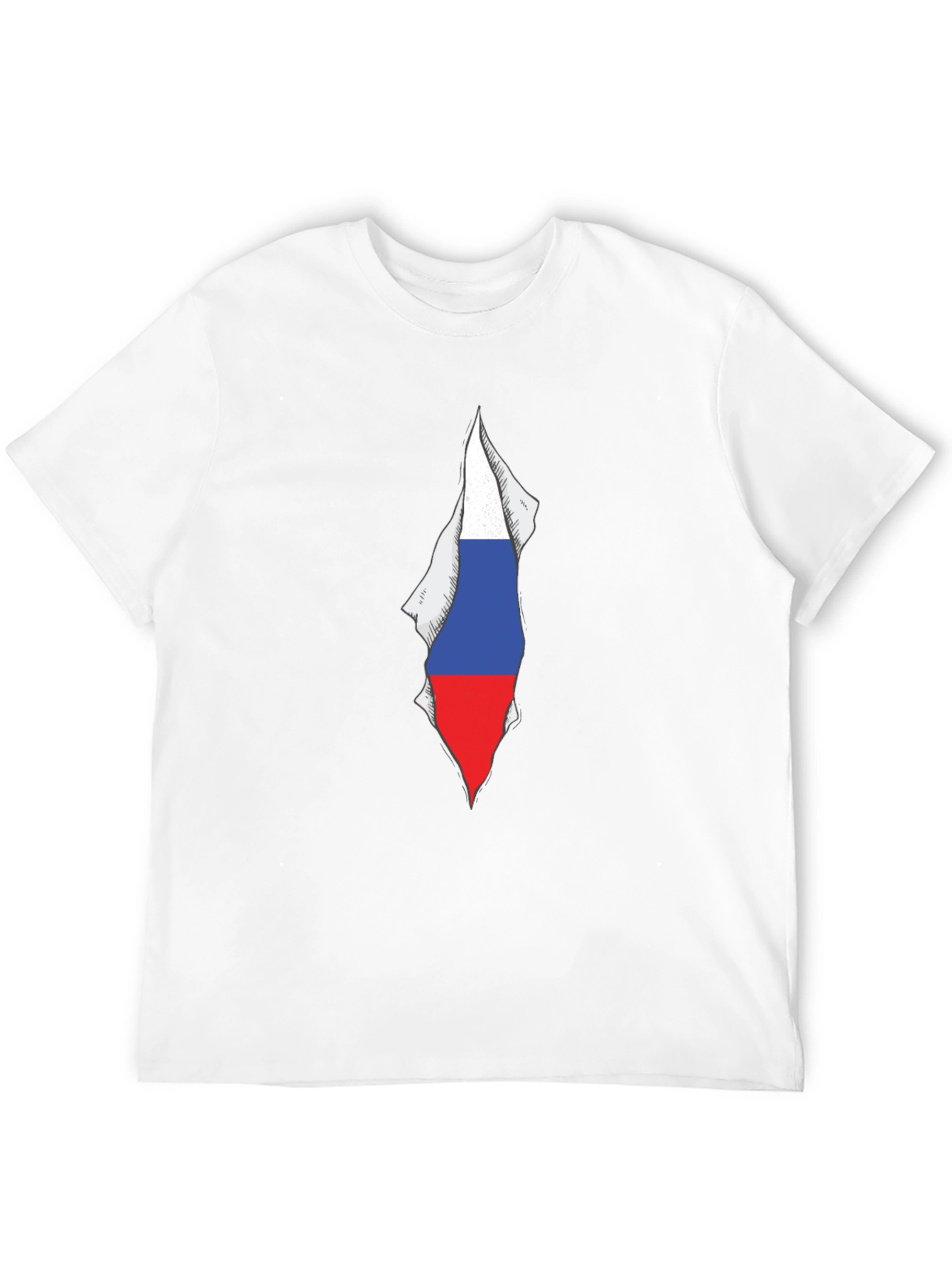 Mens Black Tee with Russia Flag Graphic