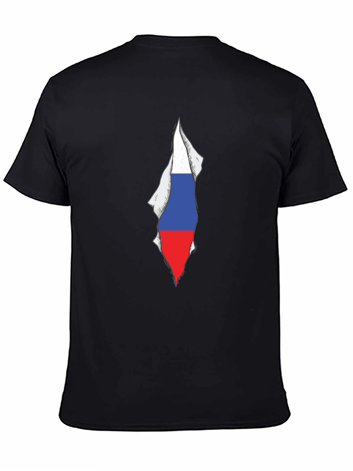 Mens Black Tee with Russia Flag Graphic