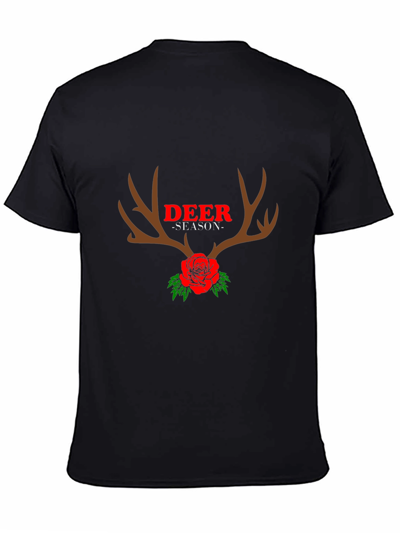 Deer Season Rose Antlers Graphic Tee - Black
