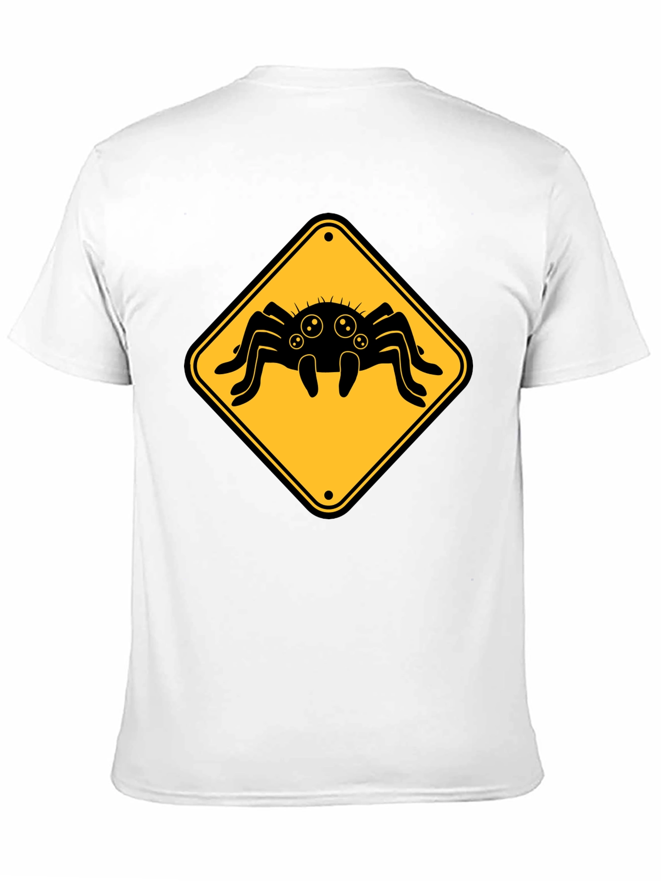 Spider Warning Sign T-Shirt - Black Cotton Tee