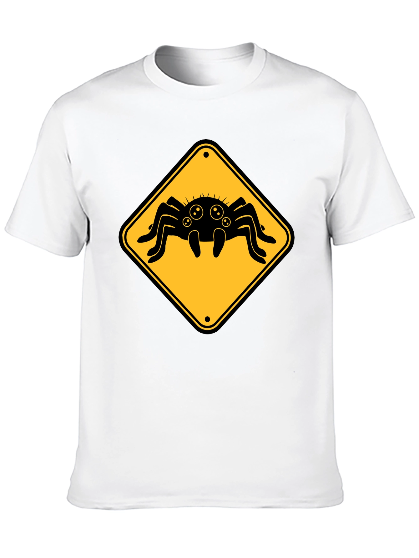 Spider Warning Sign T-Shirt - Black Cotton Tee