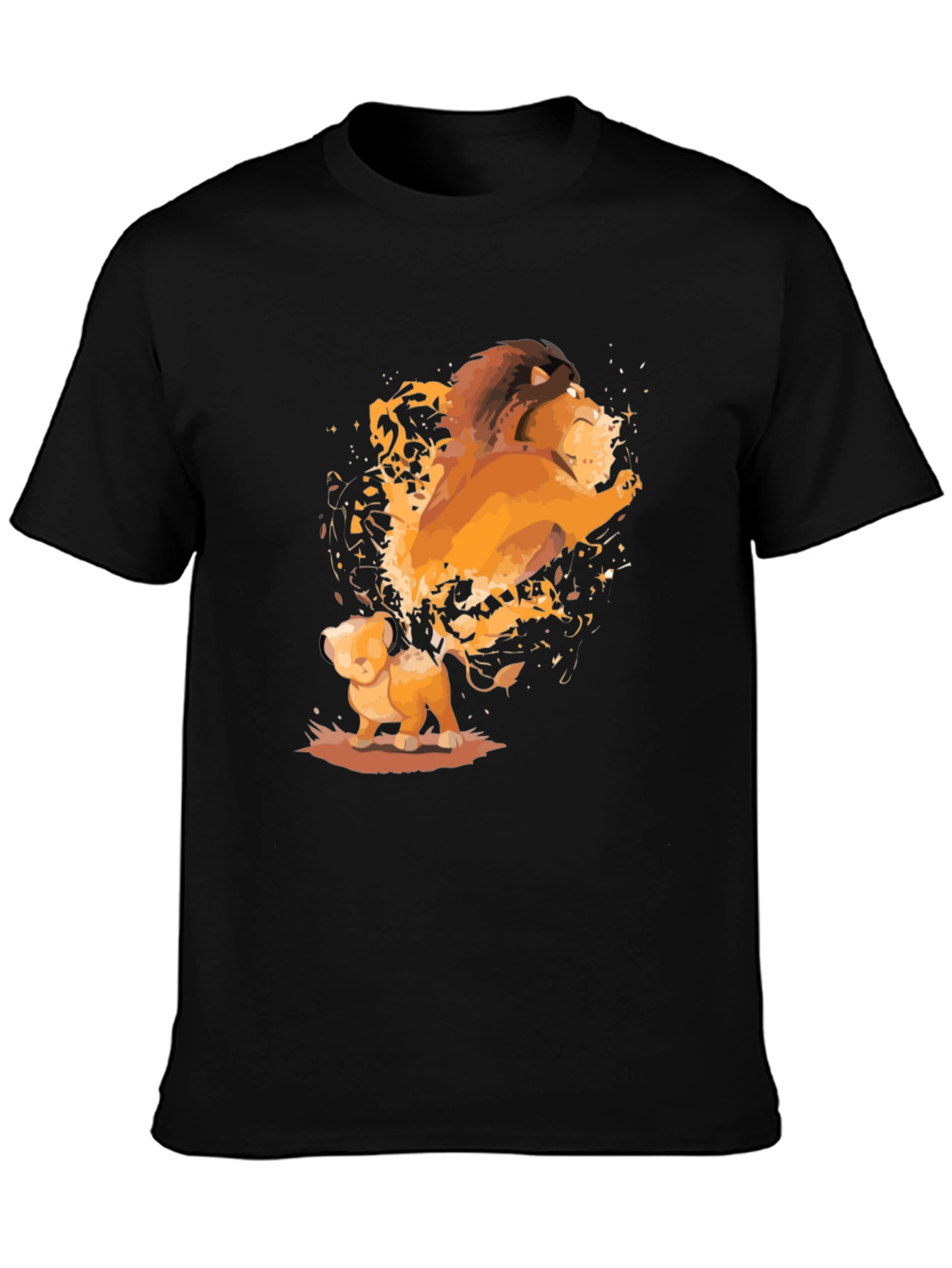 Lion King Simba and Mufasa Black T-Shirt