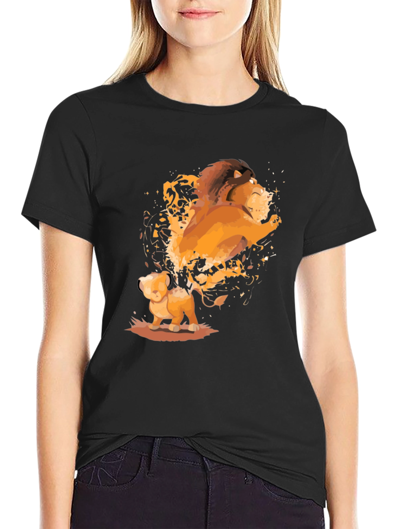 Lion King Simba and Mufasa Black T-Shirt