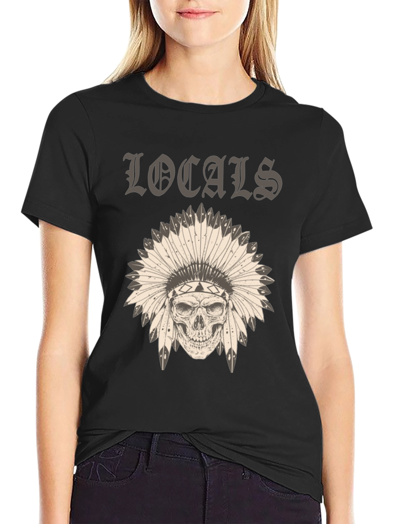 Locals Headdress Skull Graphic Tee - Unique Design