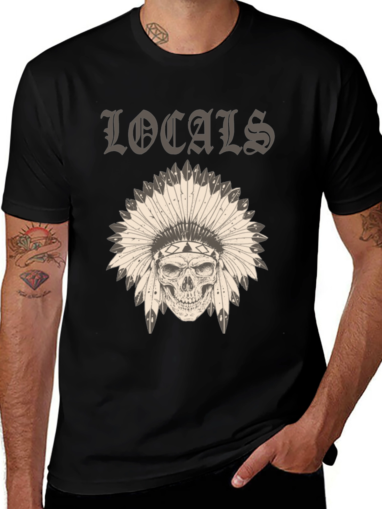 Locals Headdress Skull Graphic Tee - Unique Design