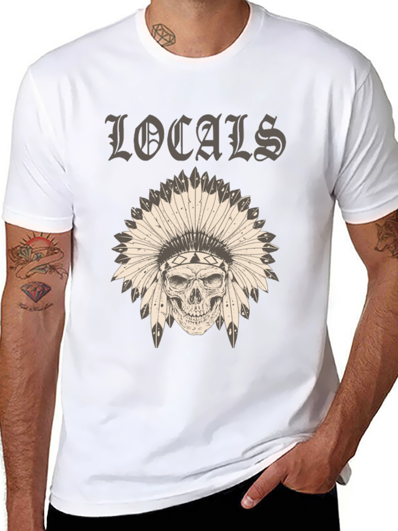 Locals Headdress Skull Graphic Tee - Unique Design