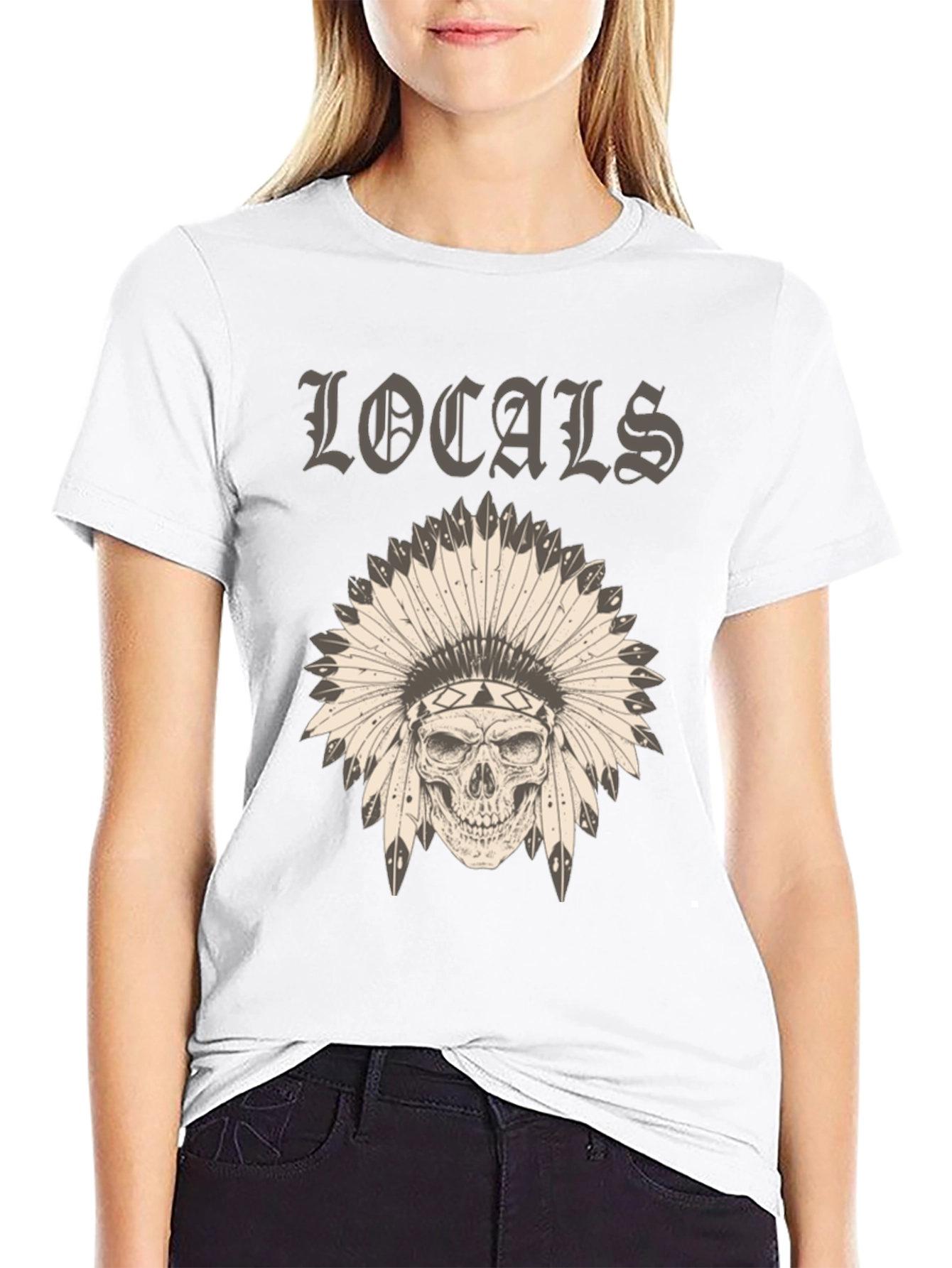 Locals Headdress Skull Graphic Tee - Unique Design