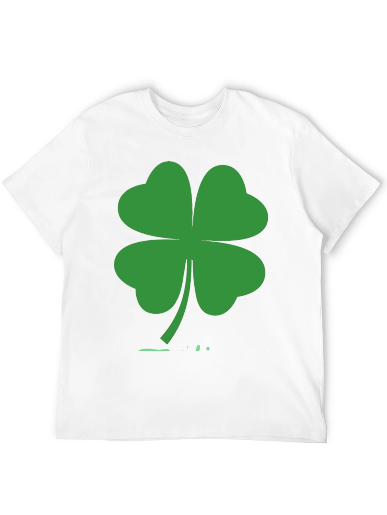 St. Patricks Day Black T-Shirt with Green Clover Design