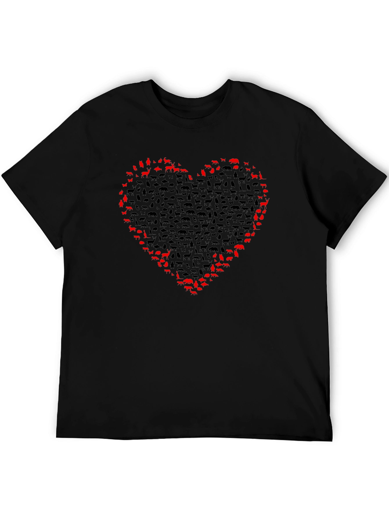 Animal Lover Heart Tee - Black Cotton T-Shirt