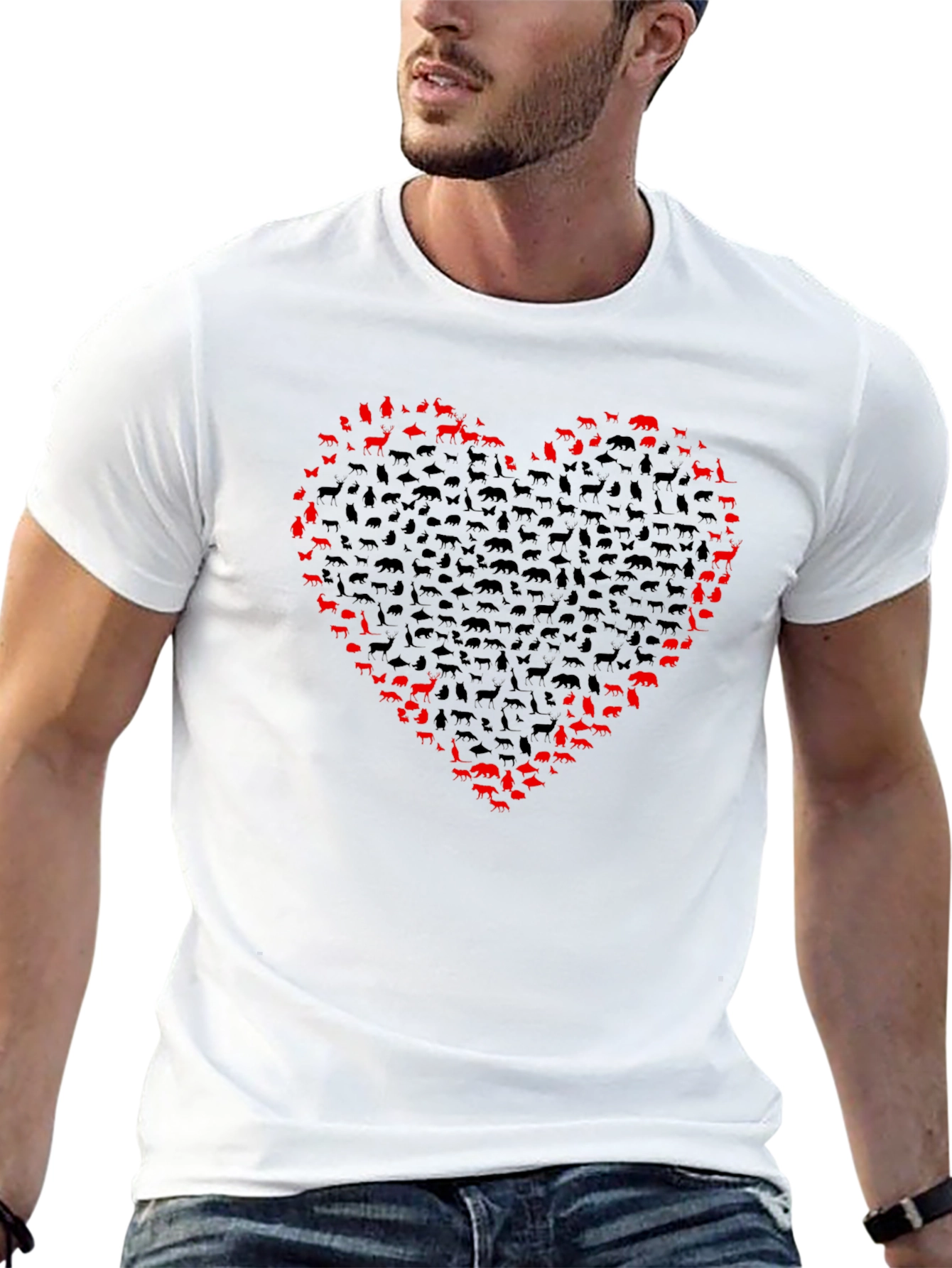 Animal Lover Heart Tee - Black Cotton T-Shirt