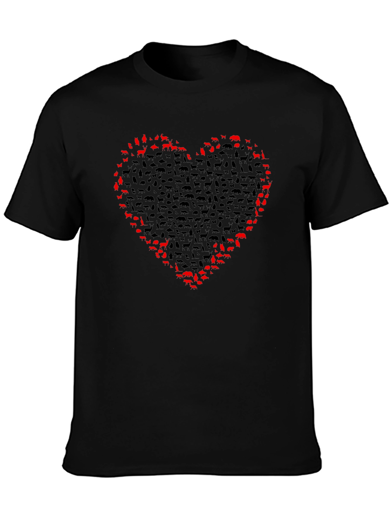 Animal Lover Heart Tee - Black Cotton T-Shirt