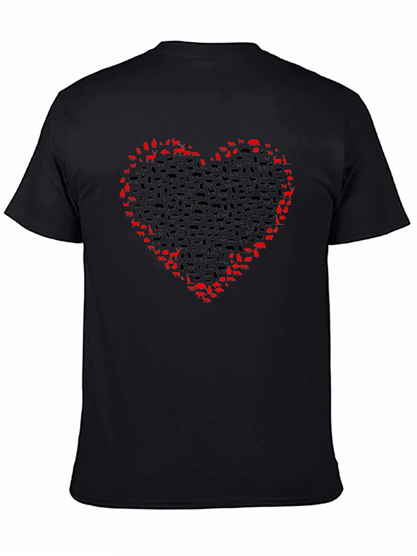 Animal Lover Heart Tee - Black Cotton T-Shirt