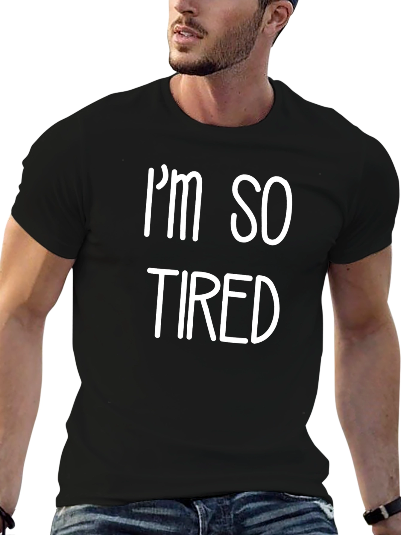 Im So Tired Graphic T-Shirt - Black Casual Tee