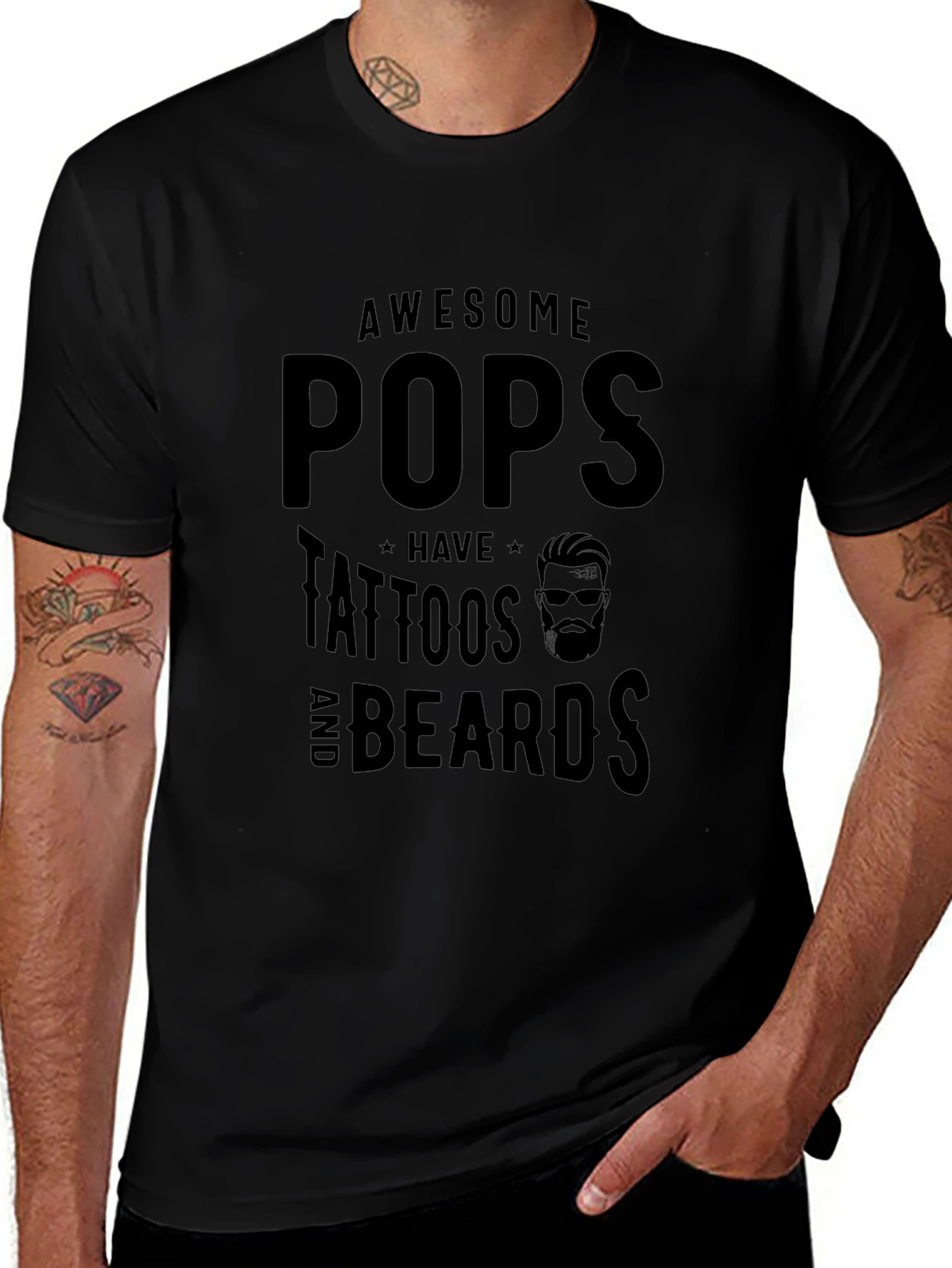 Awesome Pops Tattoos Beards Graphic T-Shirt