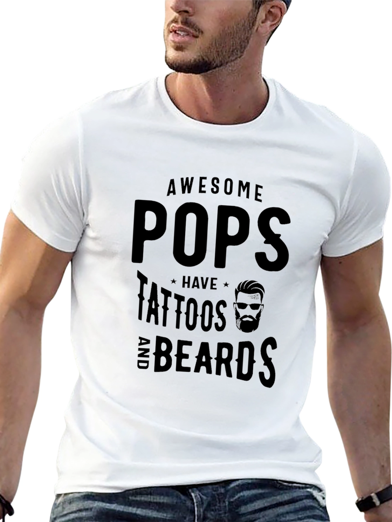 Awesome Pops Tattoos Beards Graphic T-Shirt