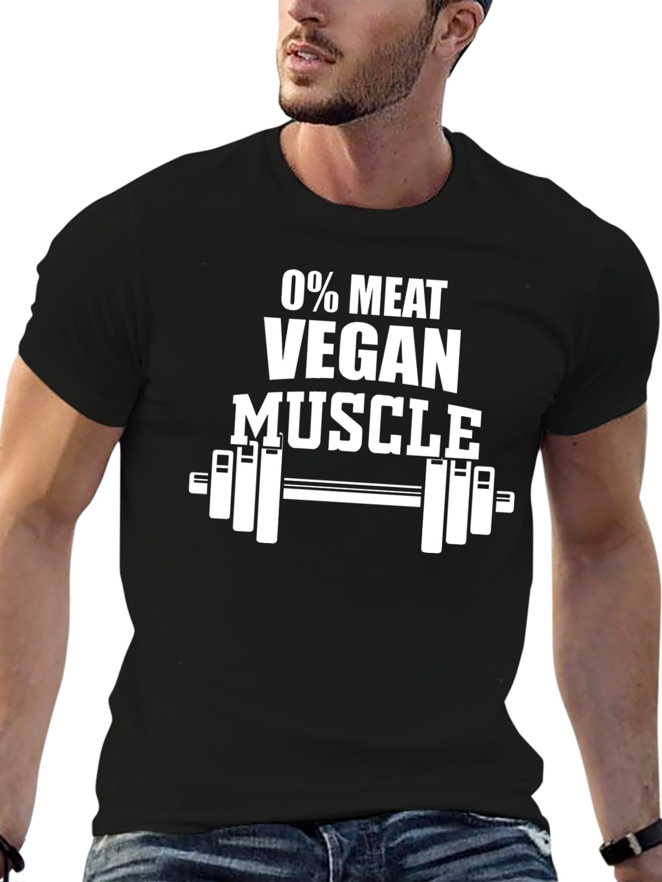 Vegan Muscle T-Shirt - 0% Meat Graphic Tee