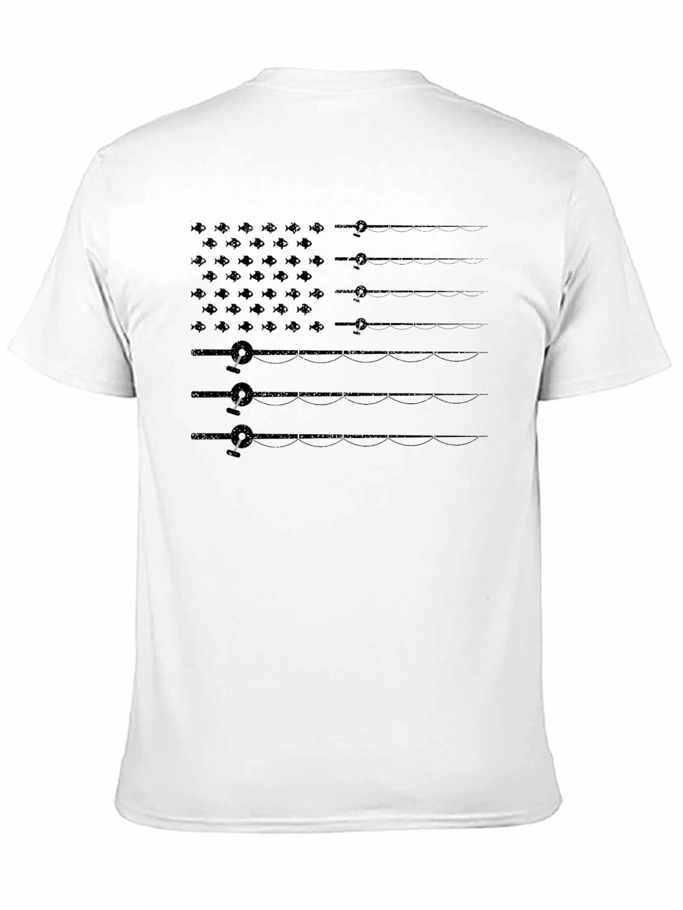 Fishing Rod & Fish American Flag Graphic T-Shirt
