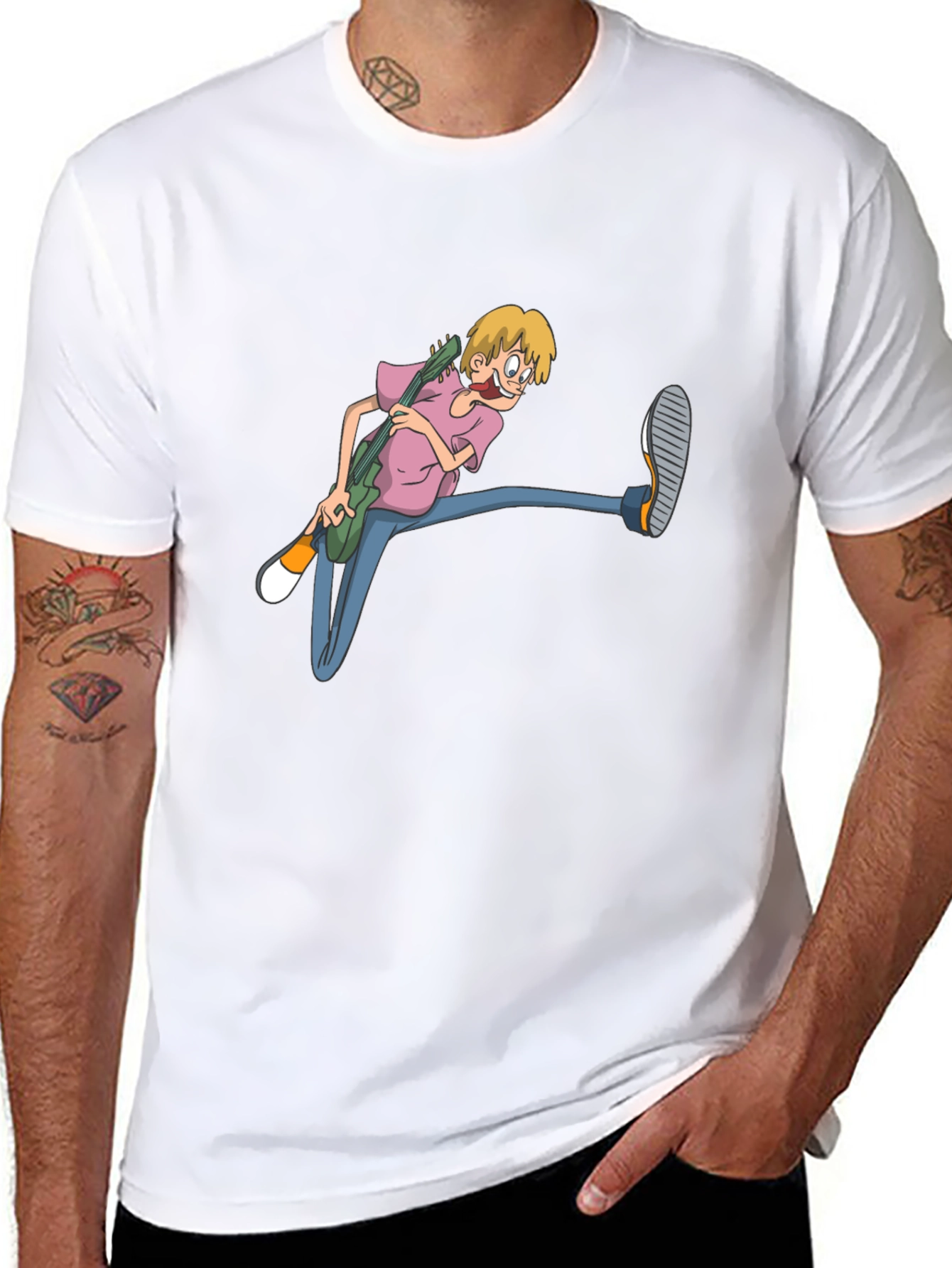Cartoon Guitarist Black T-Shirt
