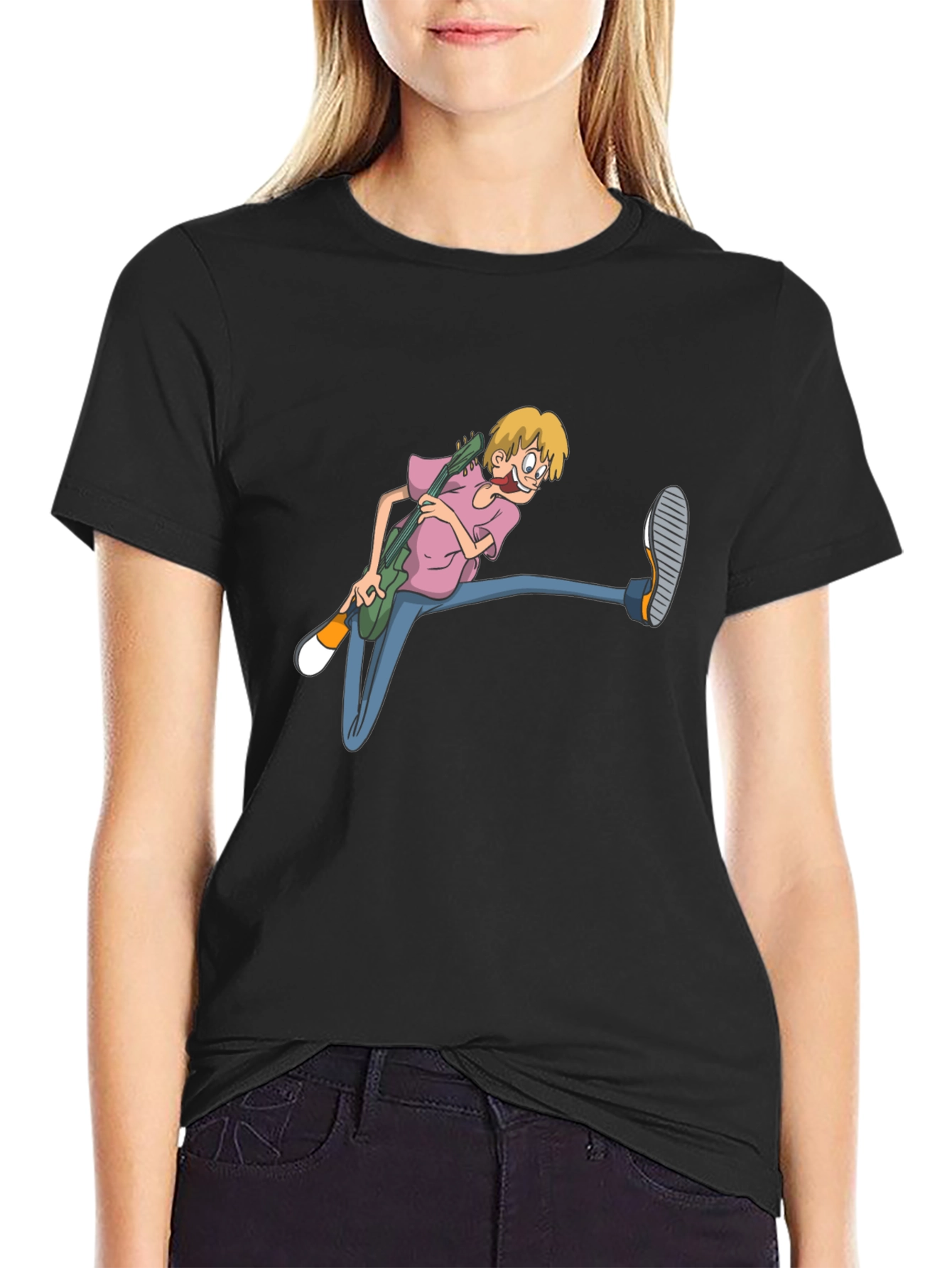 Cartoon Guitarist Black T-Shirt