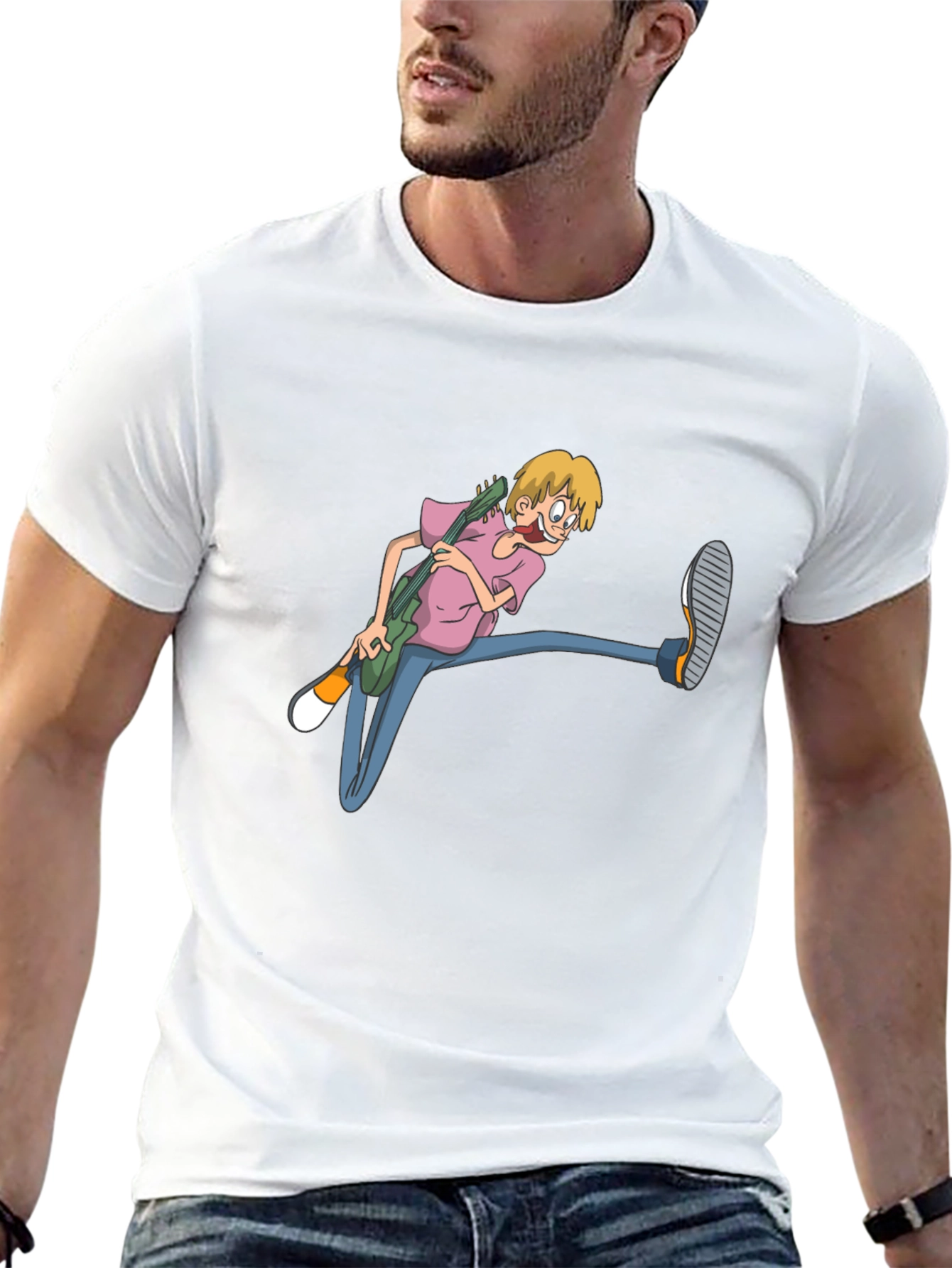 Cartoon Guitarist Black T-Shirt
