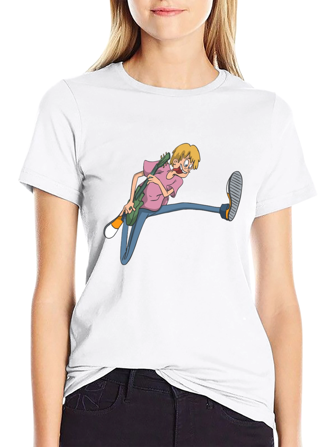 Cartoon Guitarist Black T-Shirt