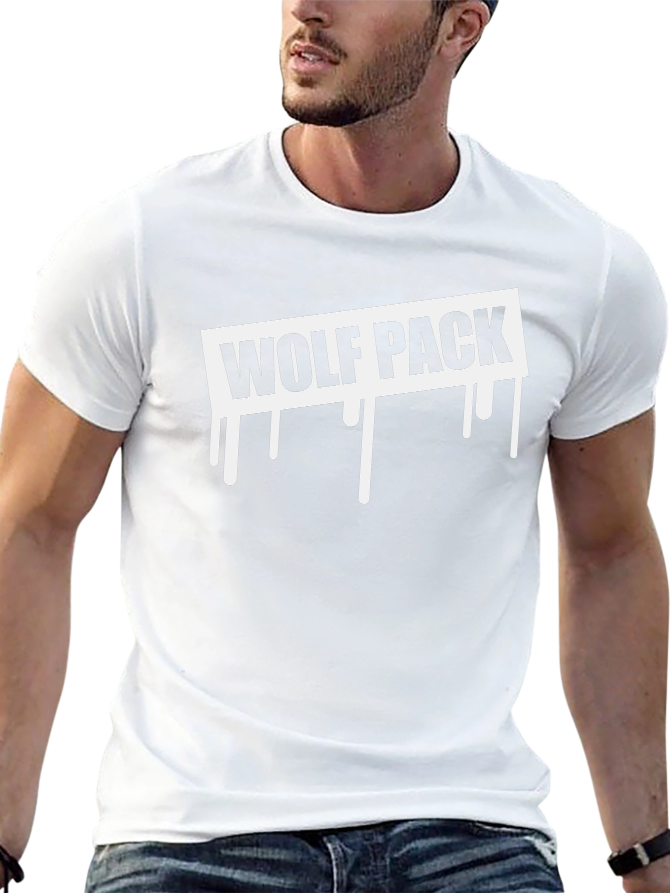 Wolf Pack Drip Graphic T-Shirt - Black