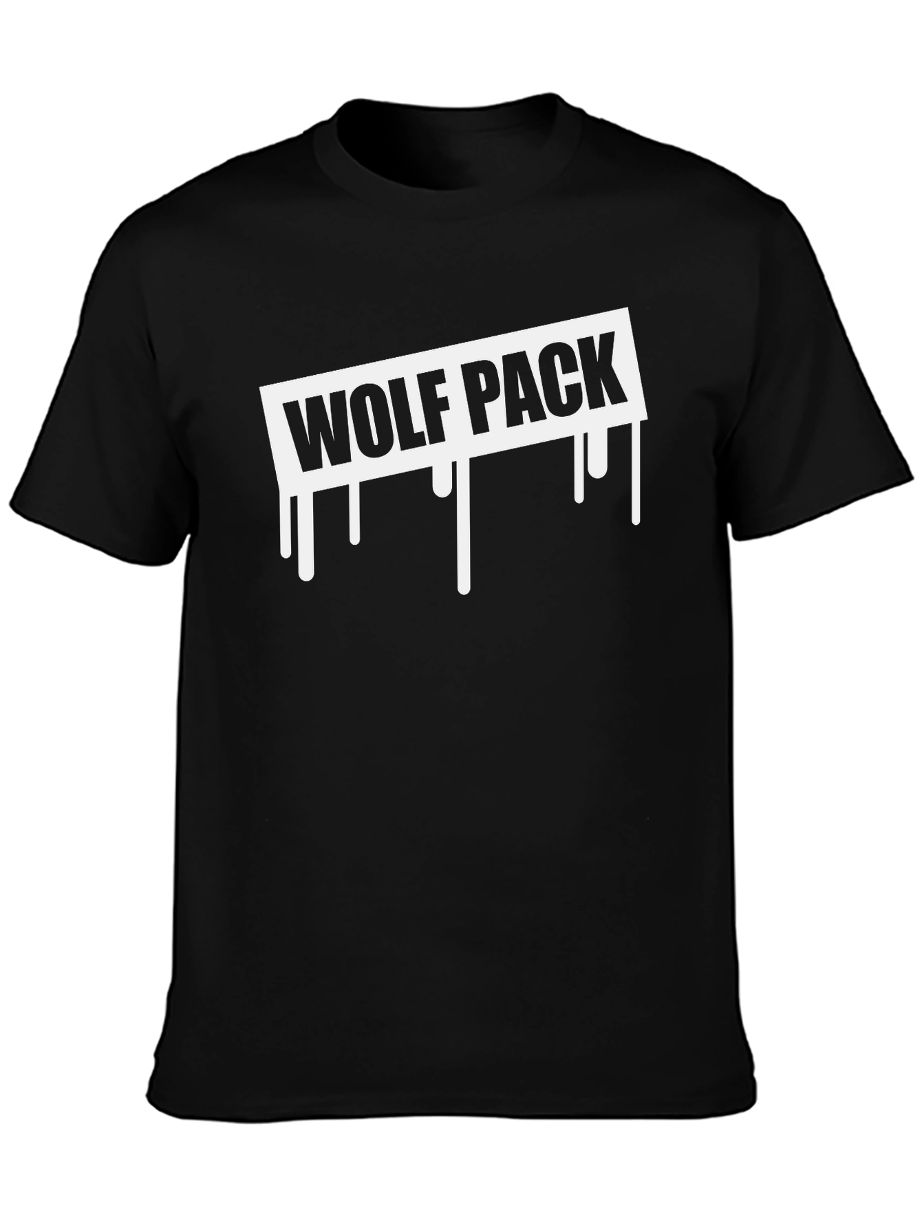 Wolf Pack Drip Graphic T-Shirt - Black