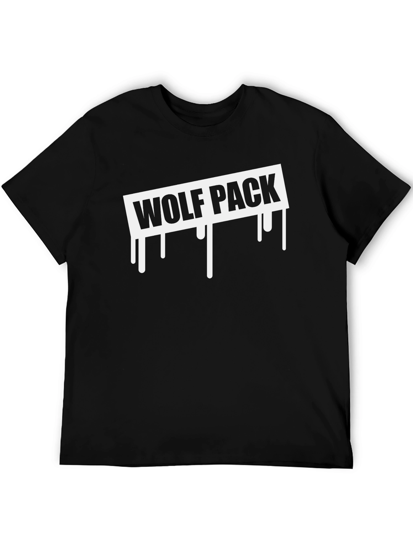 Wolf Pack Drip Graphic T-Shirt - Black