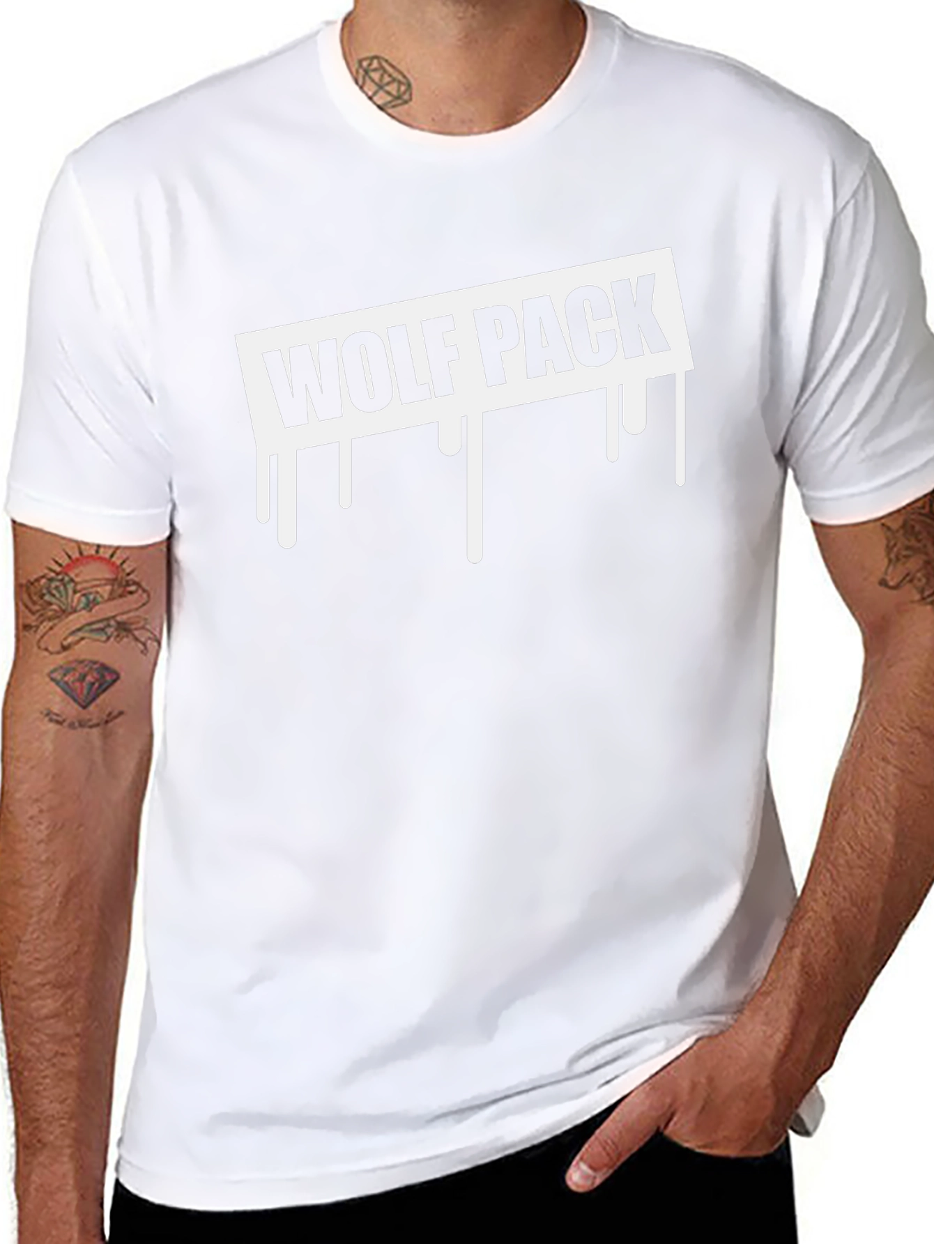 Wolf Pack Drip Graphic T-Shirt - Black