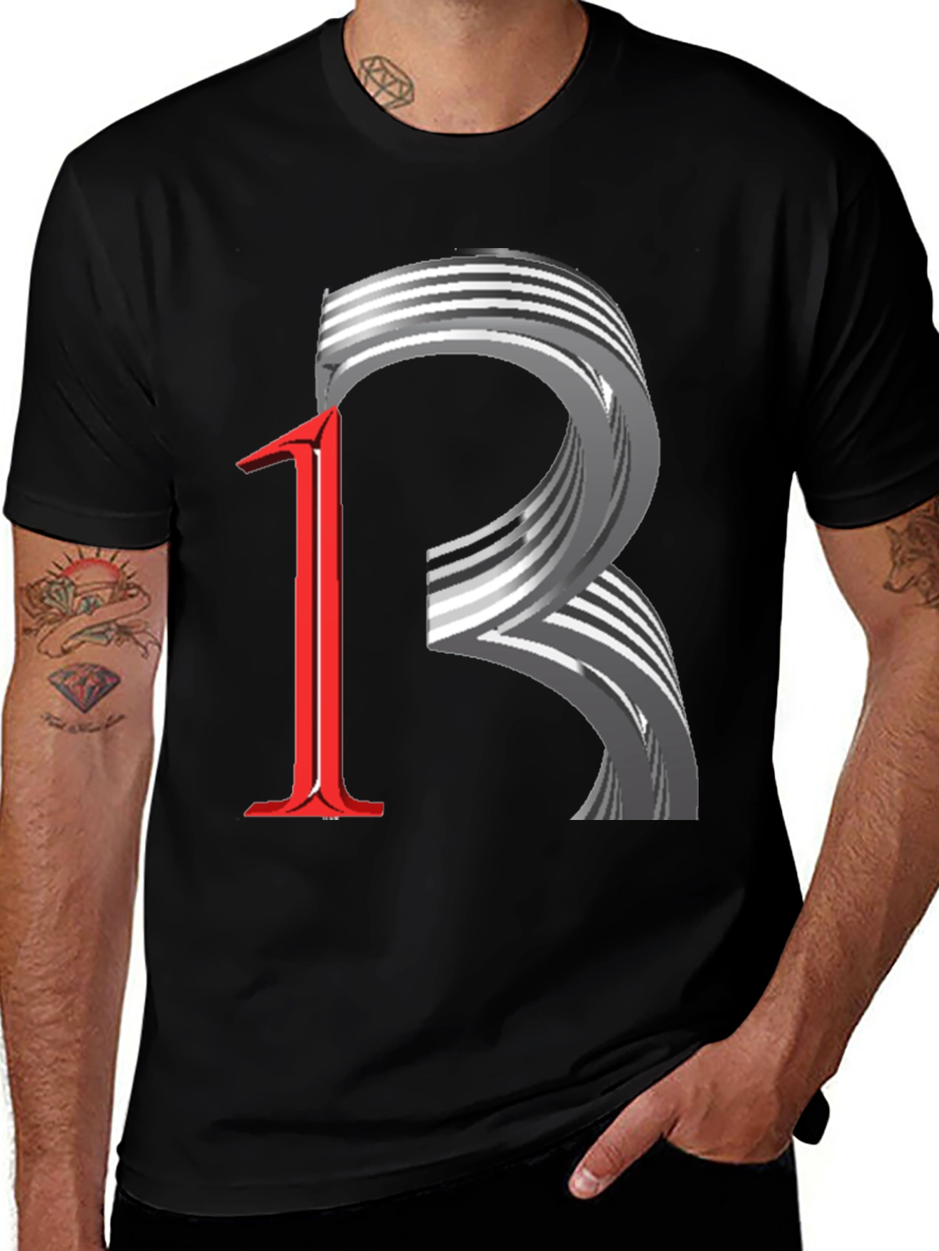 Abstract Number 12 Black T-Shirt