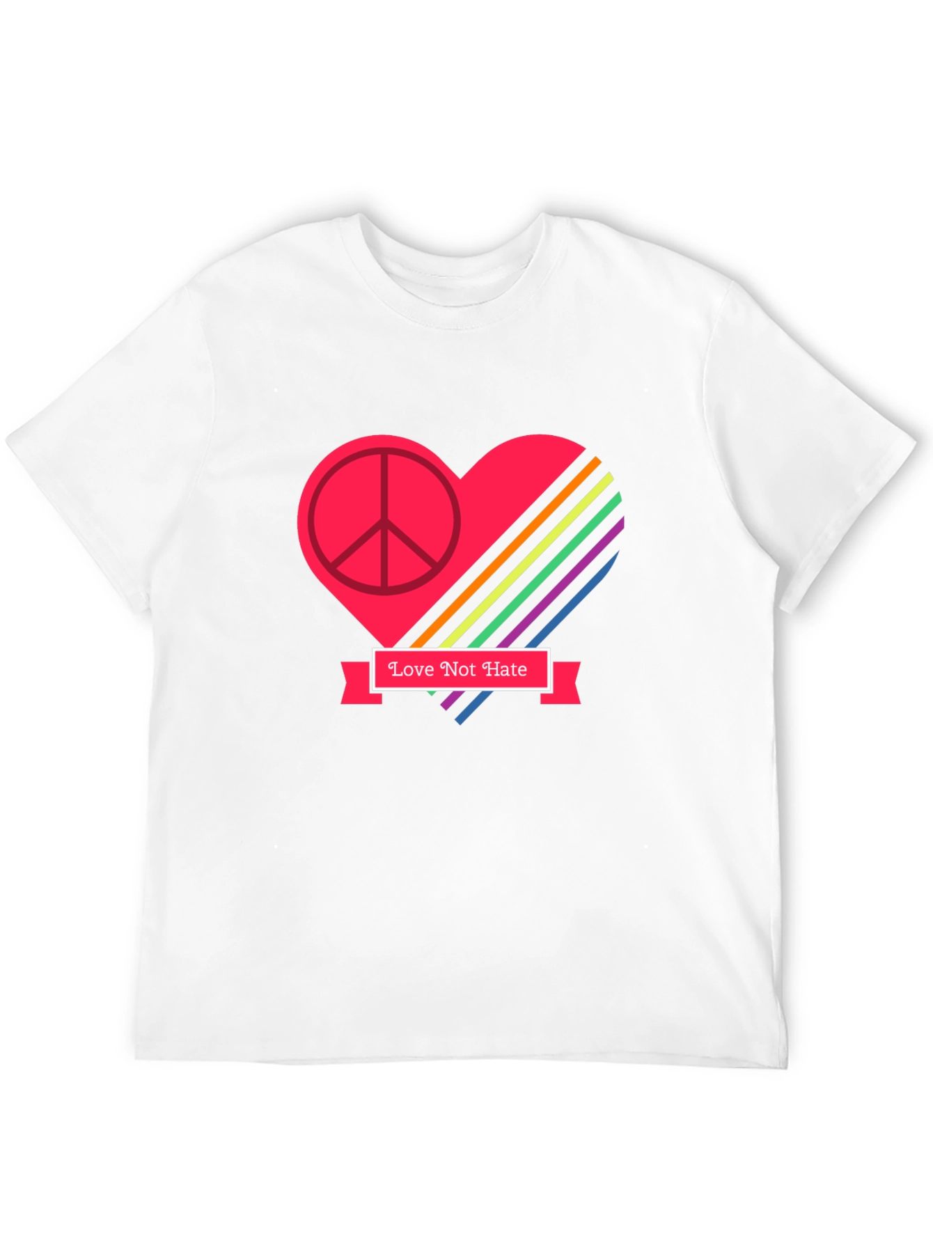 Love Not Hate Peace Heart Graphic Black T-Shirt