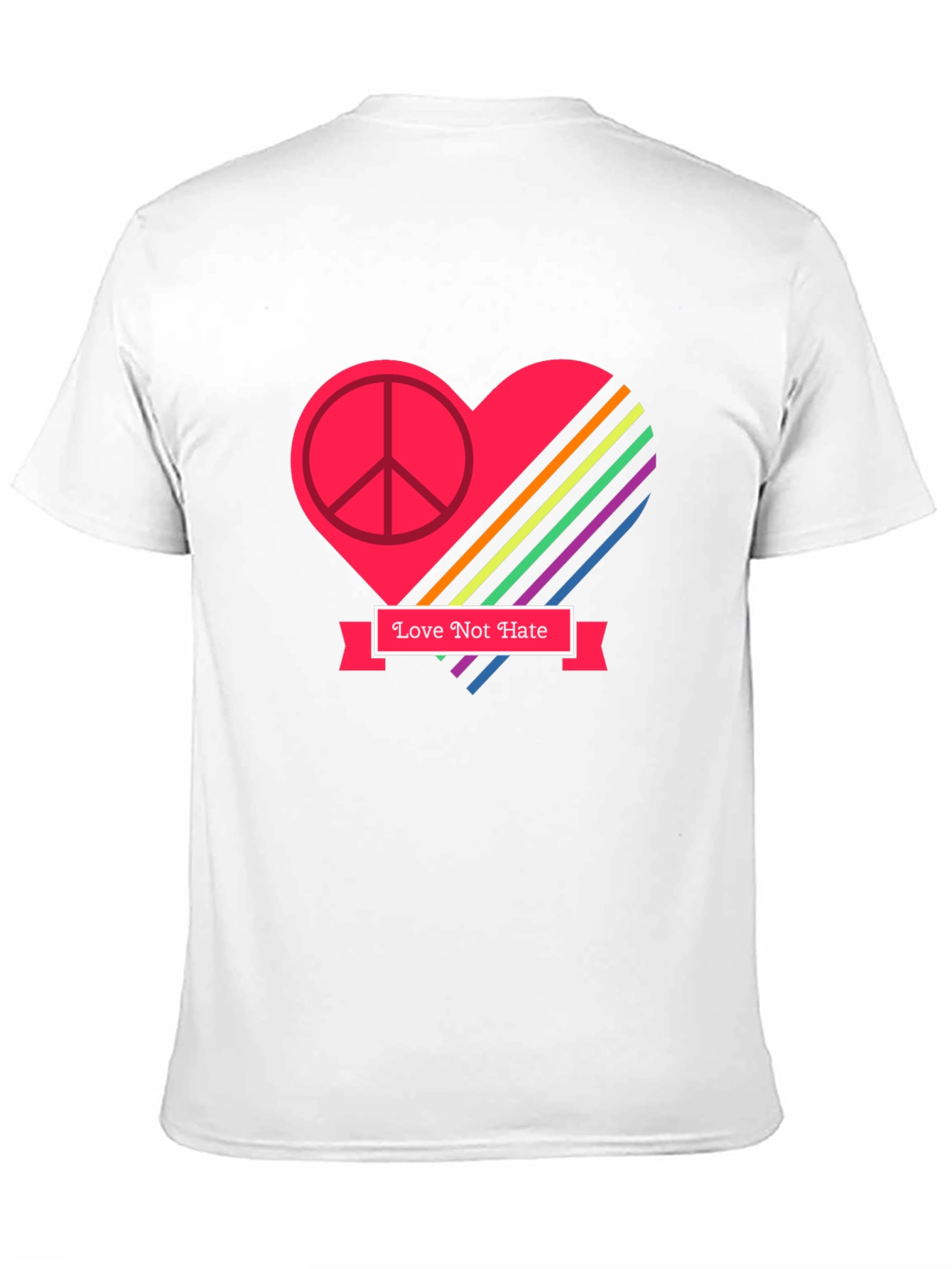 Love Not Hate Peace Heart Graphic Black T-Shirt