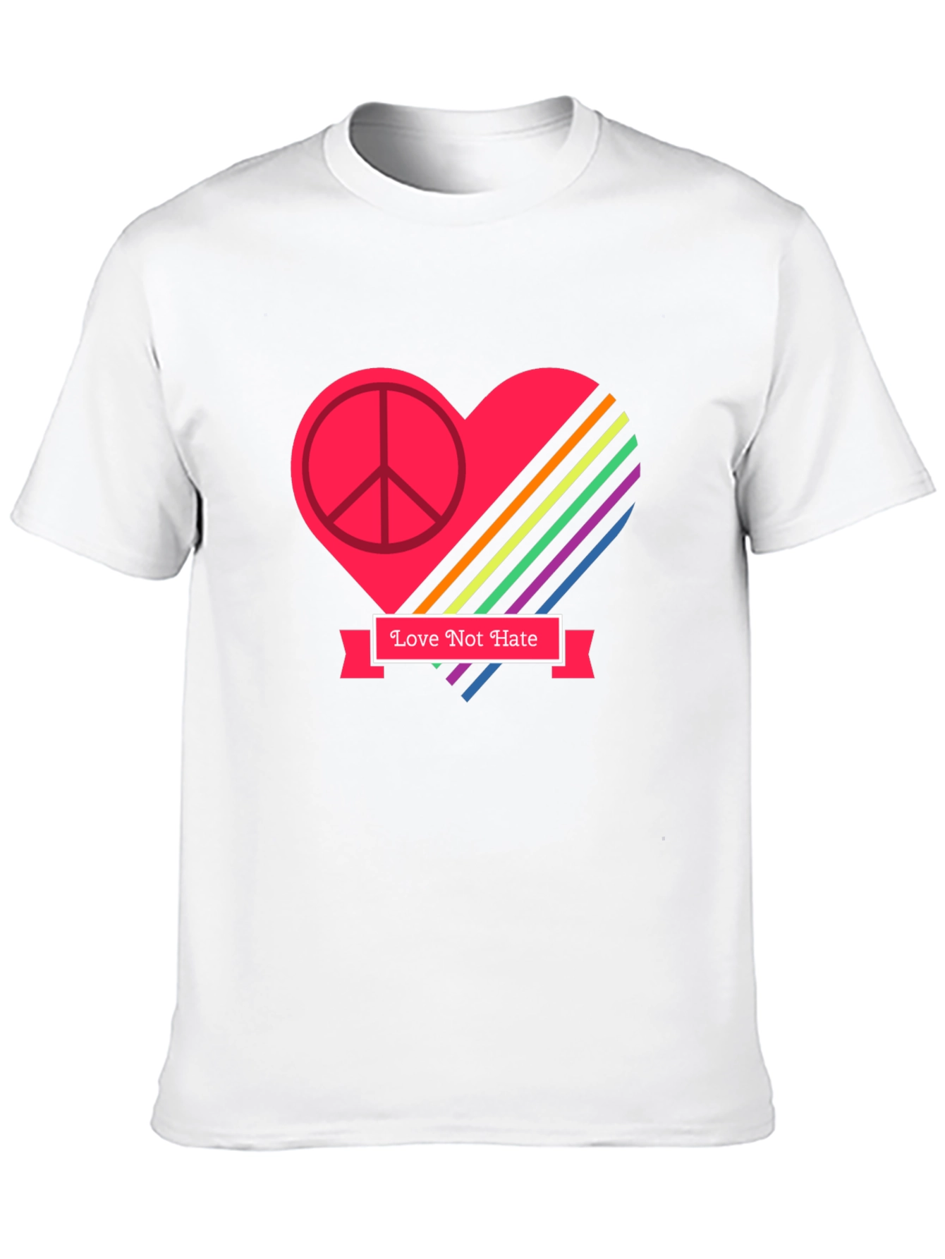 Love Not Hate Peace Heart Graphic Black T-Shirt