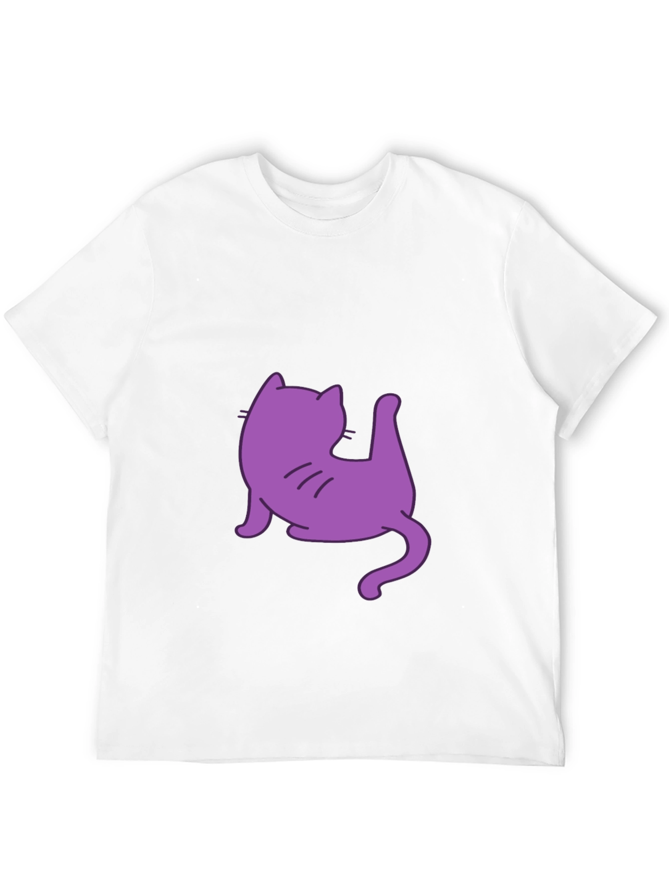 Mens Black T-Shirt with Purple Cat Design