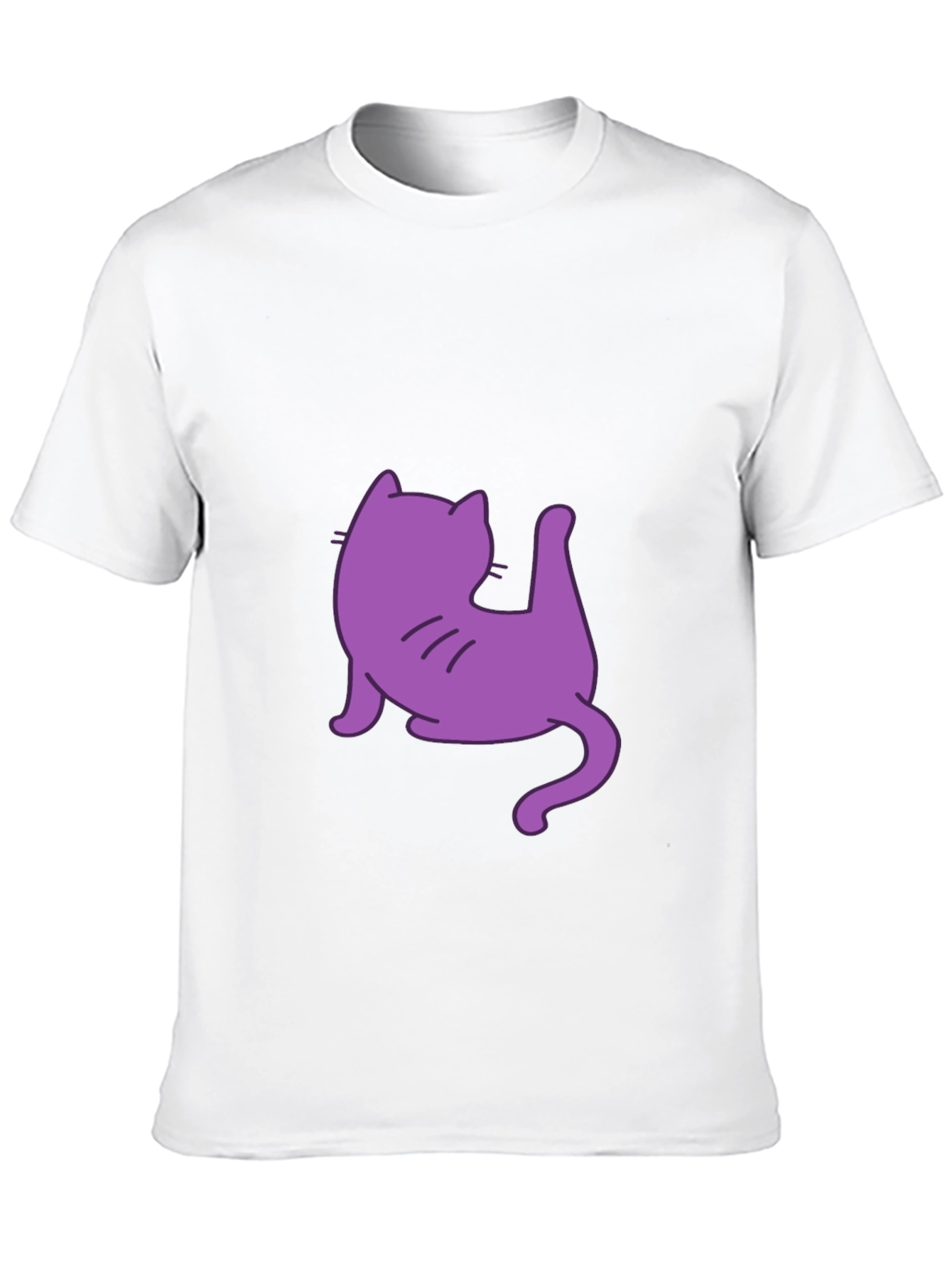 Mens Black T-Shirt with Purple Cat Design