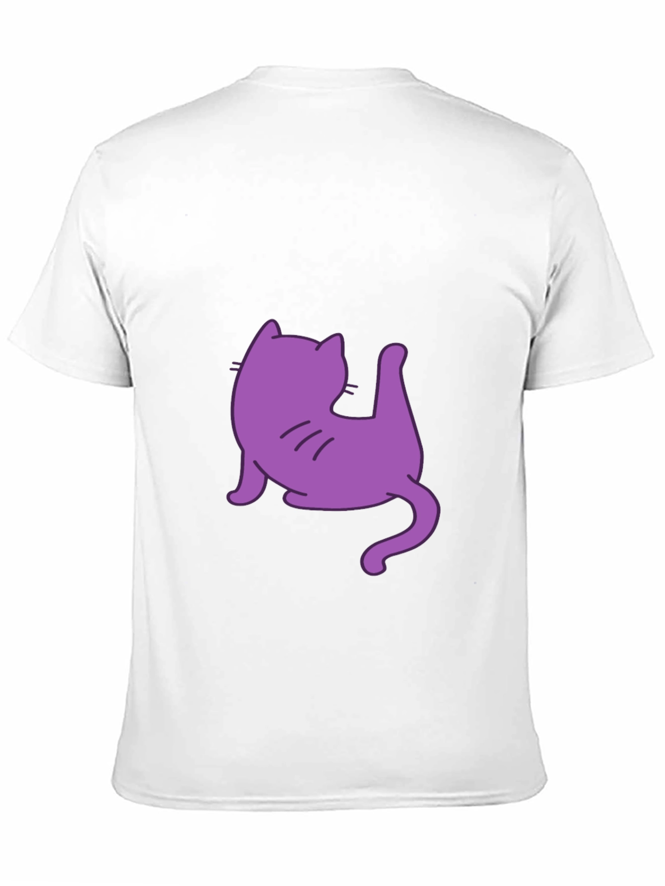 Mens Black T-Shirt with Purple Cat Design