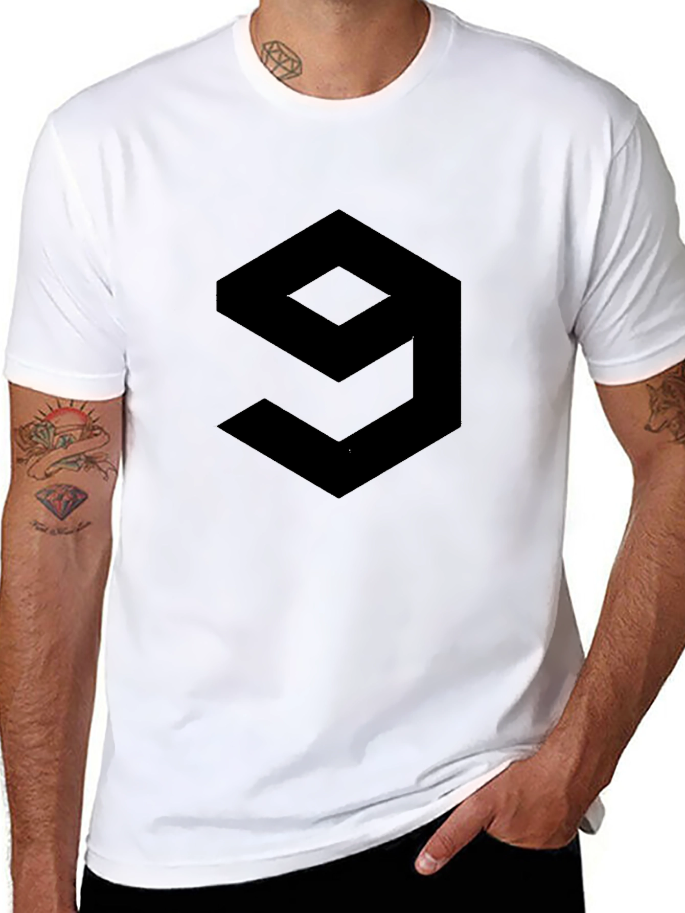 Geometric 9 Graphic Tee - Modern Style