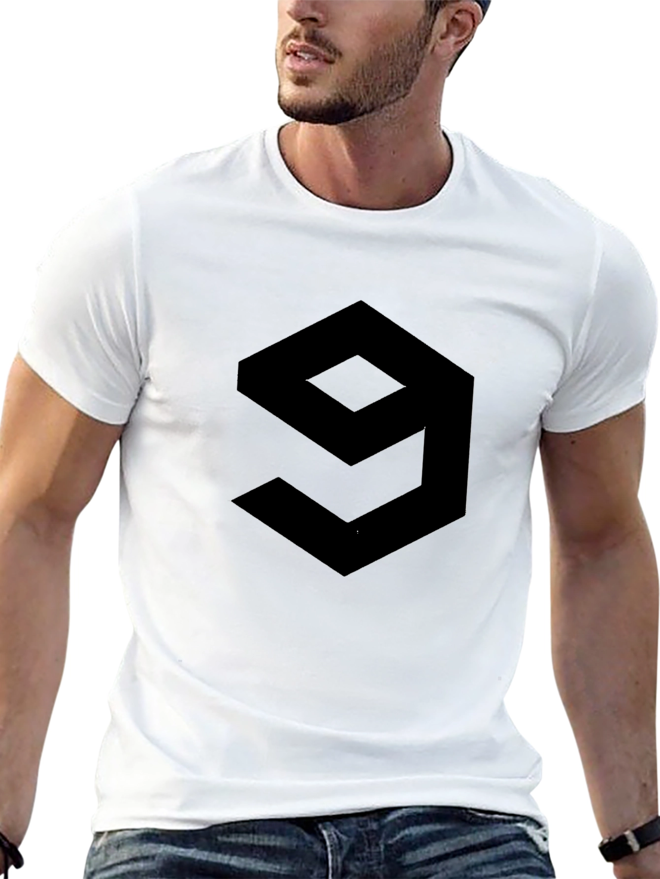 Geometric 9 Graphic Tee - Modern Style