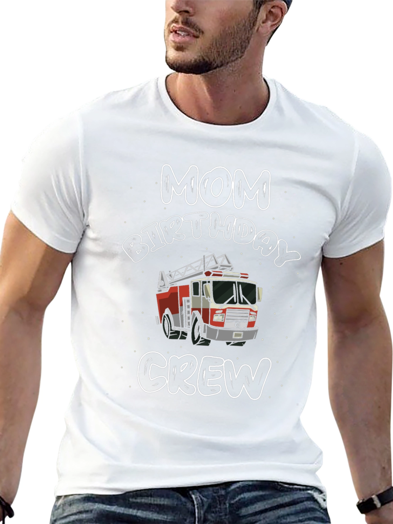Mom Birthday Crew Firetruck Graphic T-Shirt