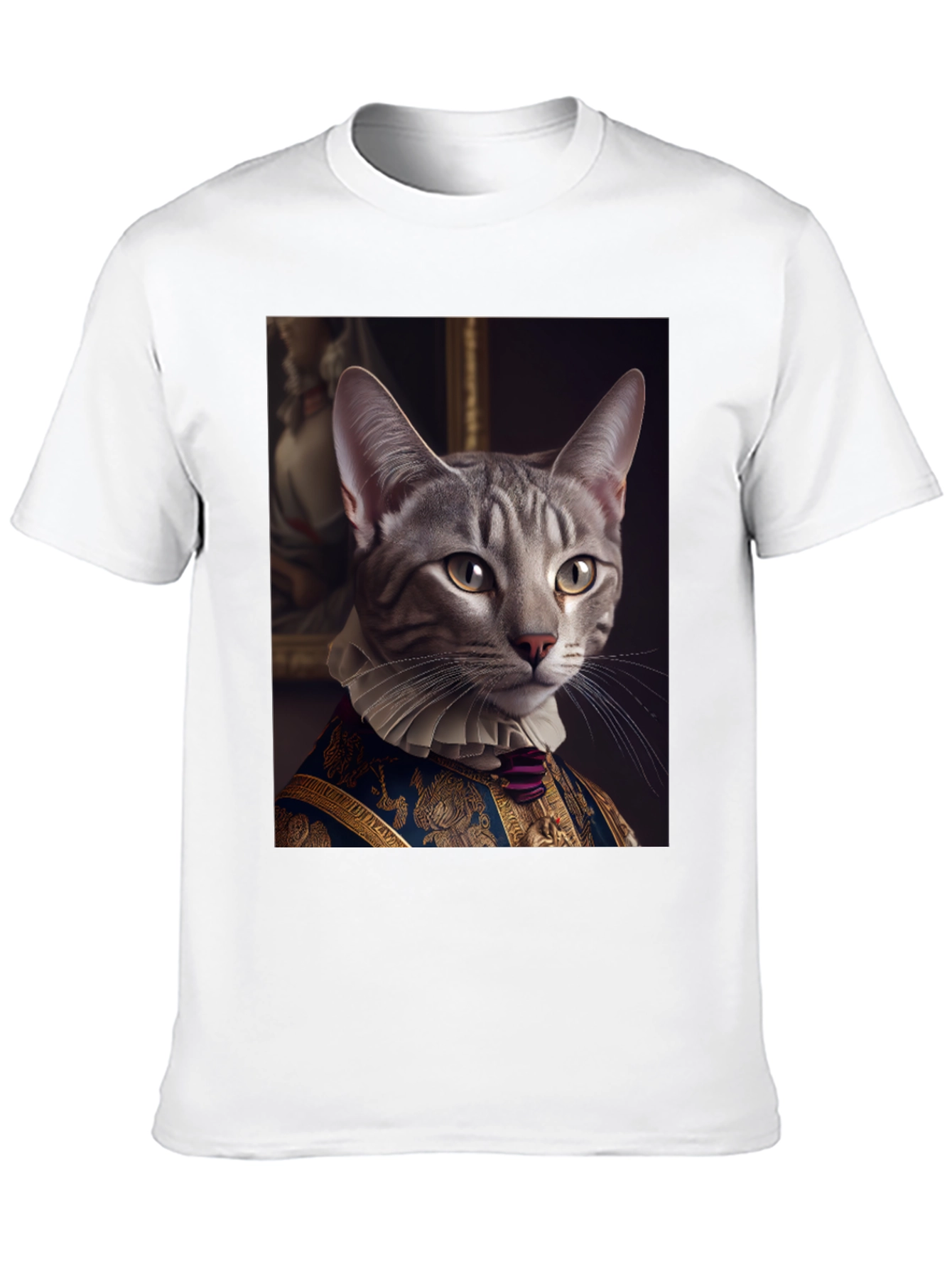 Regal Cat Portrait T-Shirt - Aristocratic Feline Tee