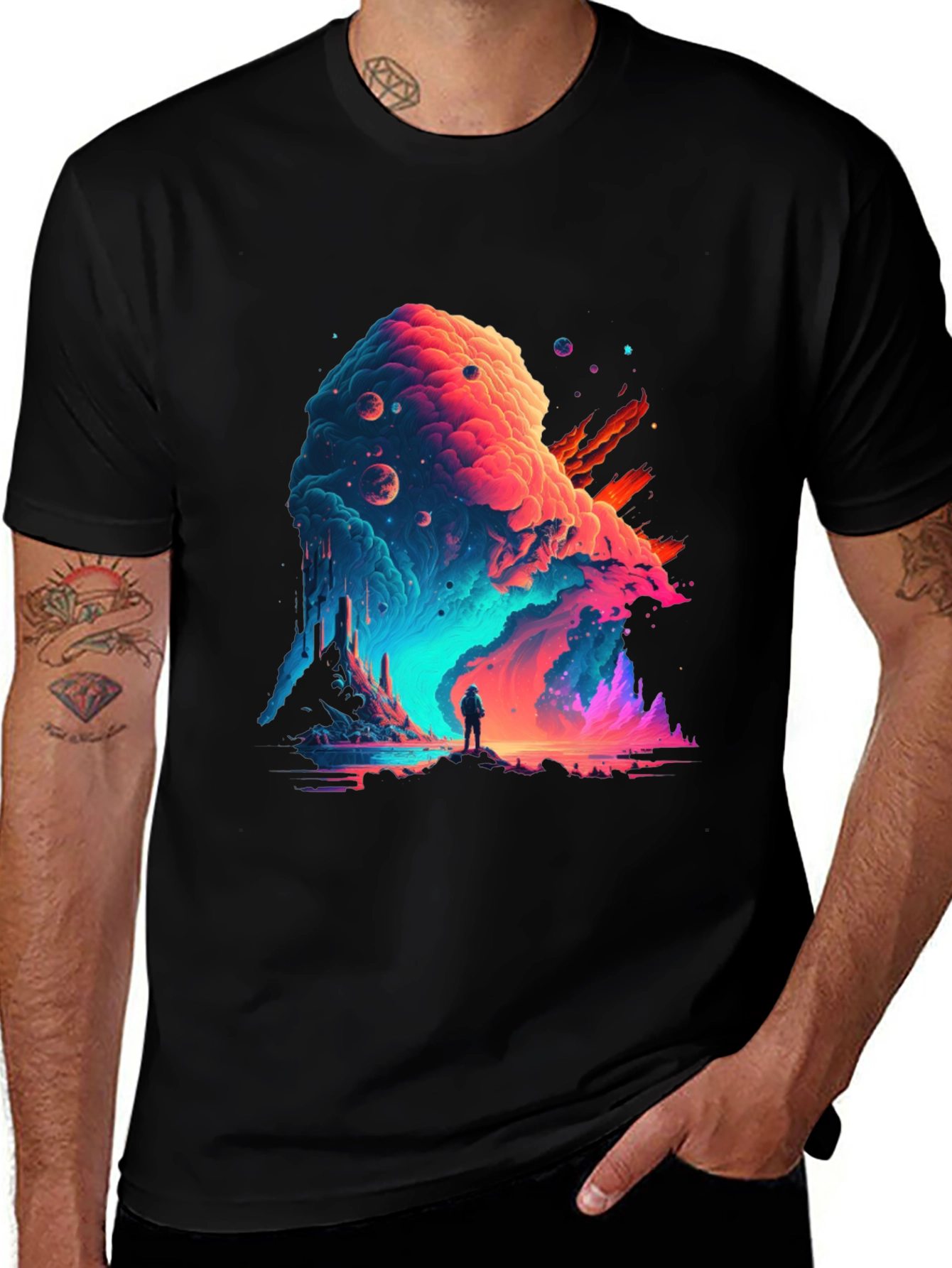 Cosmic Wanderer Graphic Tee - Stylish Space Adventure Shirt