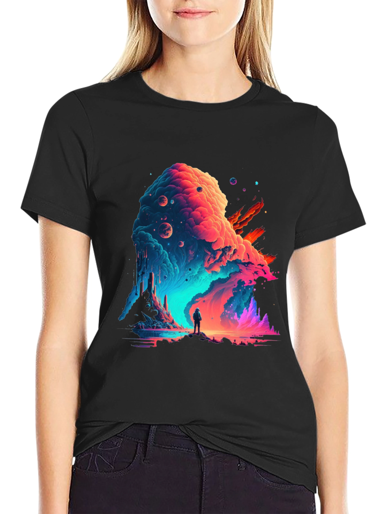 Cosmic Wanderer Graphic Tee - Stylish Space Adventure Shirt