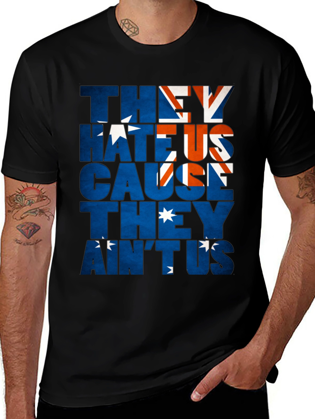 Australia Flag They Hate Us Graphic T-Shirt