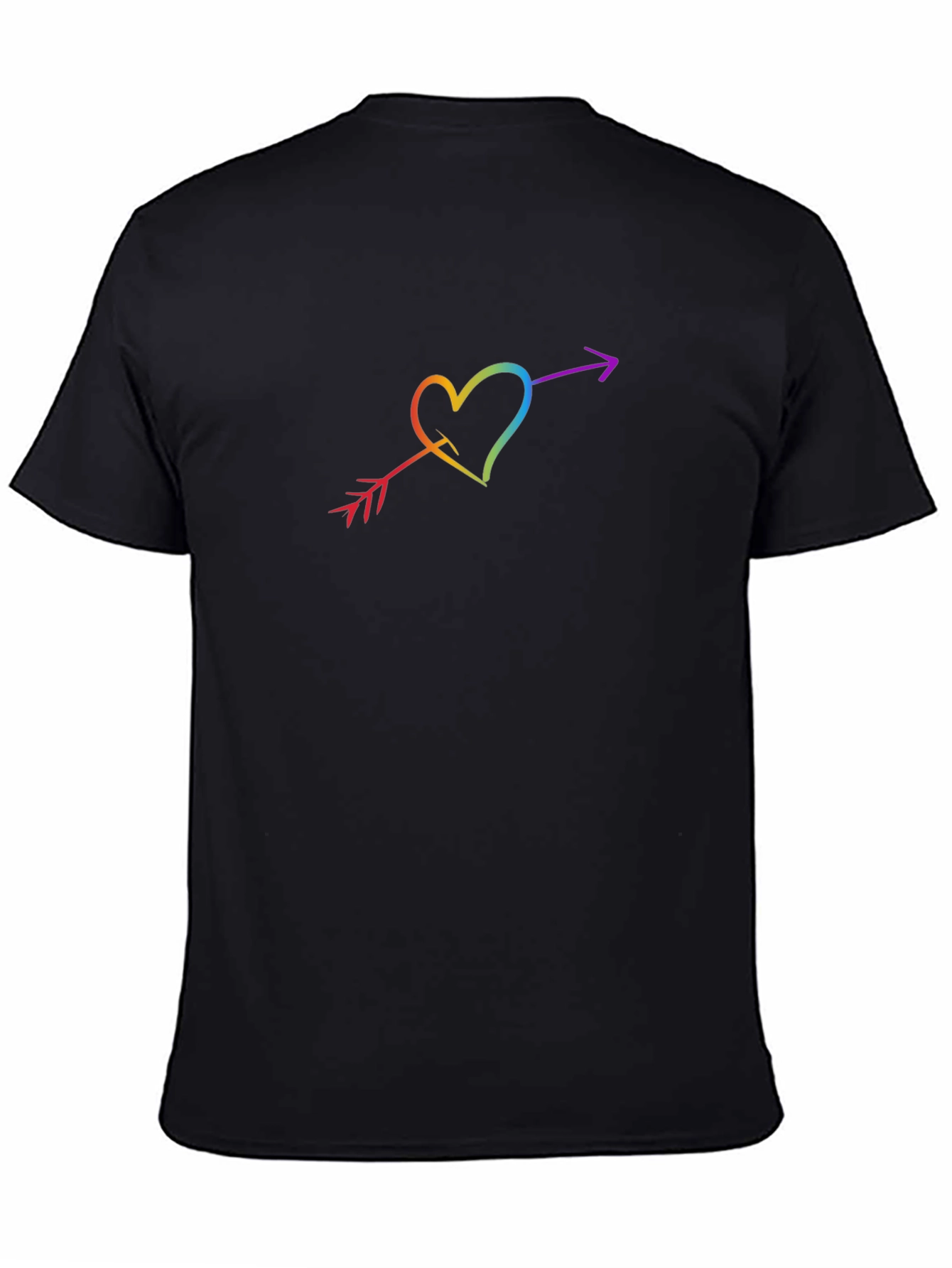 Rainbow Heart Arrow Graphic Black T-Shirt