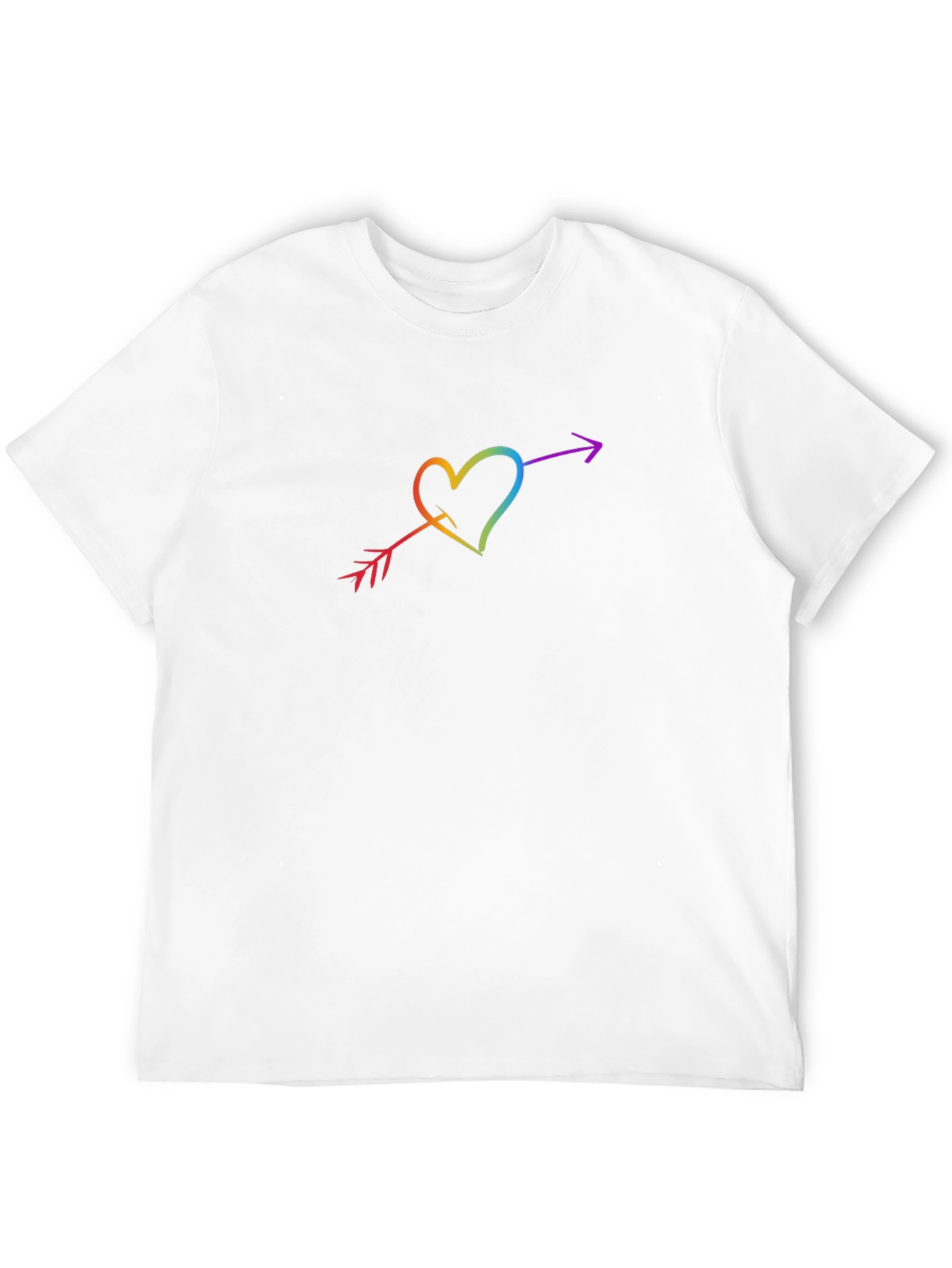 Rainbow Heart Arrow Graphic Black T-Shirt