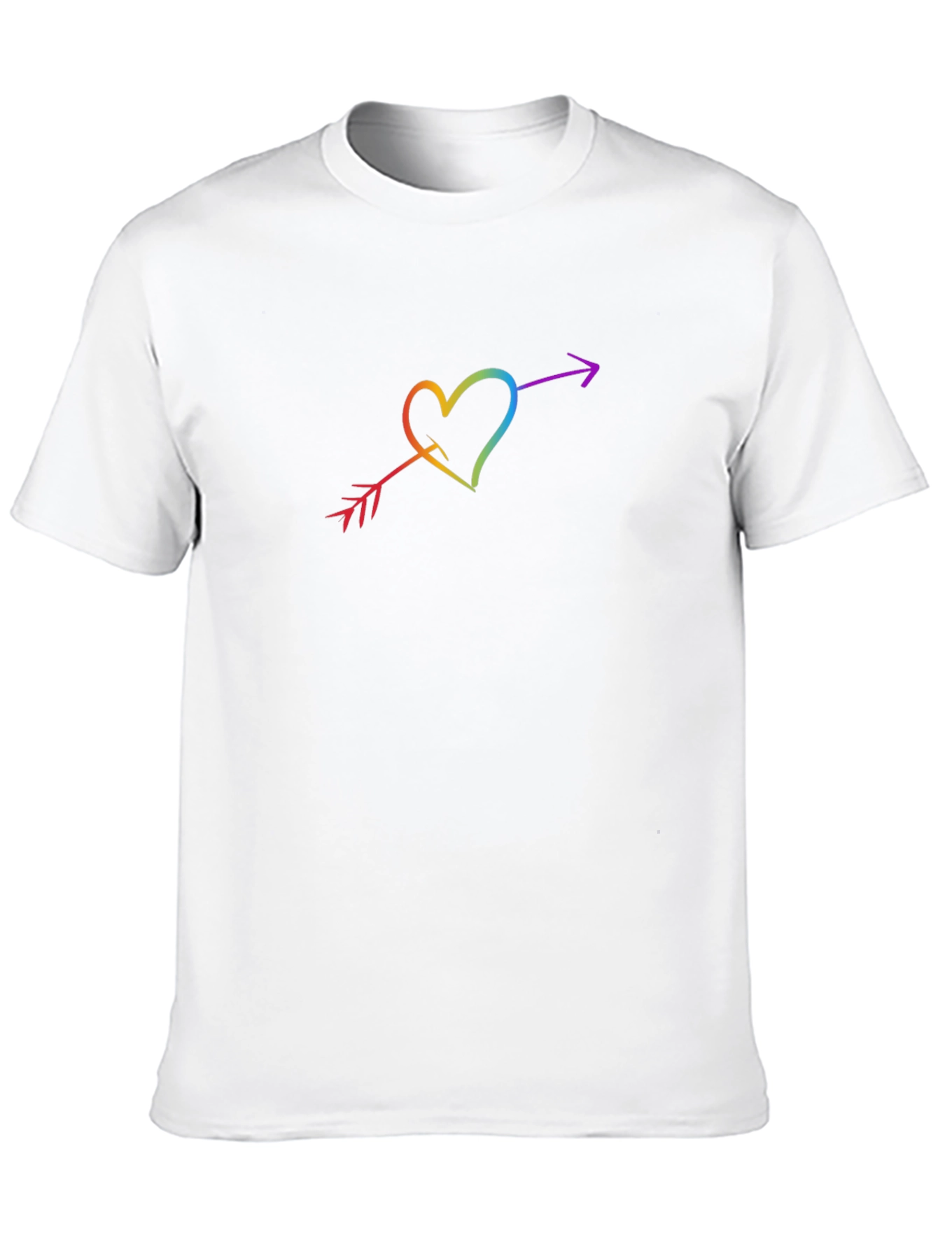 Rainbow Heart Arrow Graphic Black T-Shirt